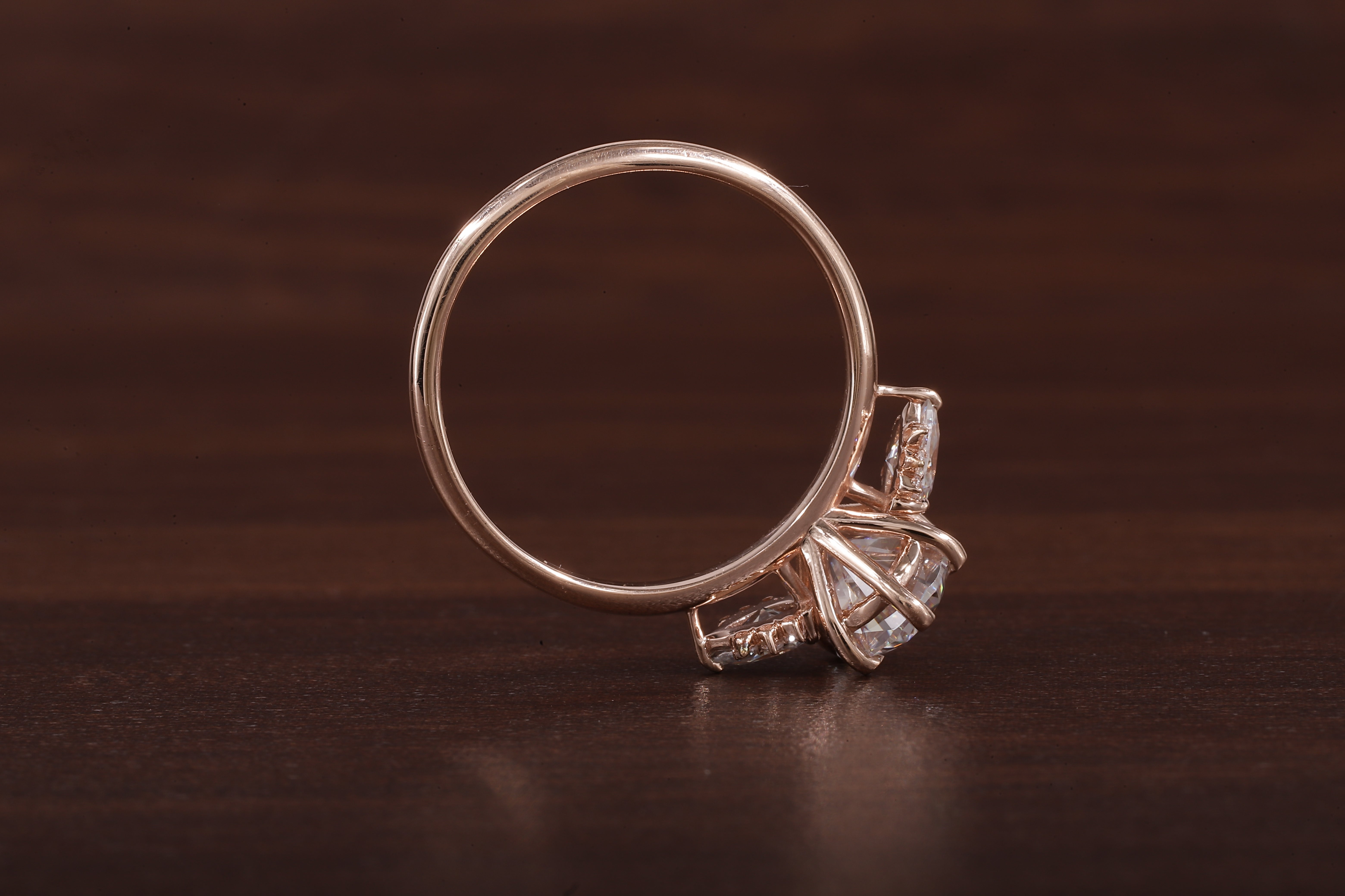2ct Oval Cut Moissanite Engagement Ring, Oval Moissanite with side Pear Ring