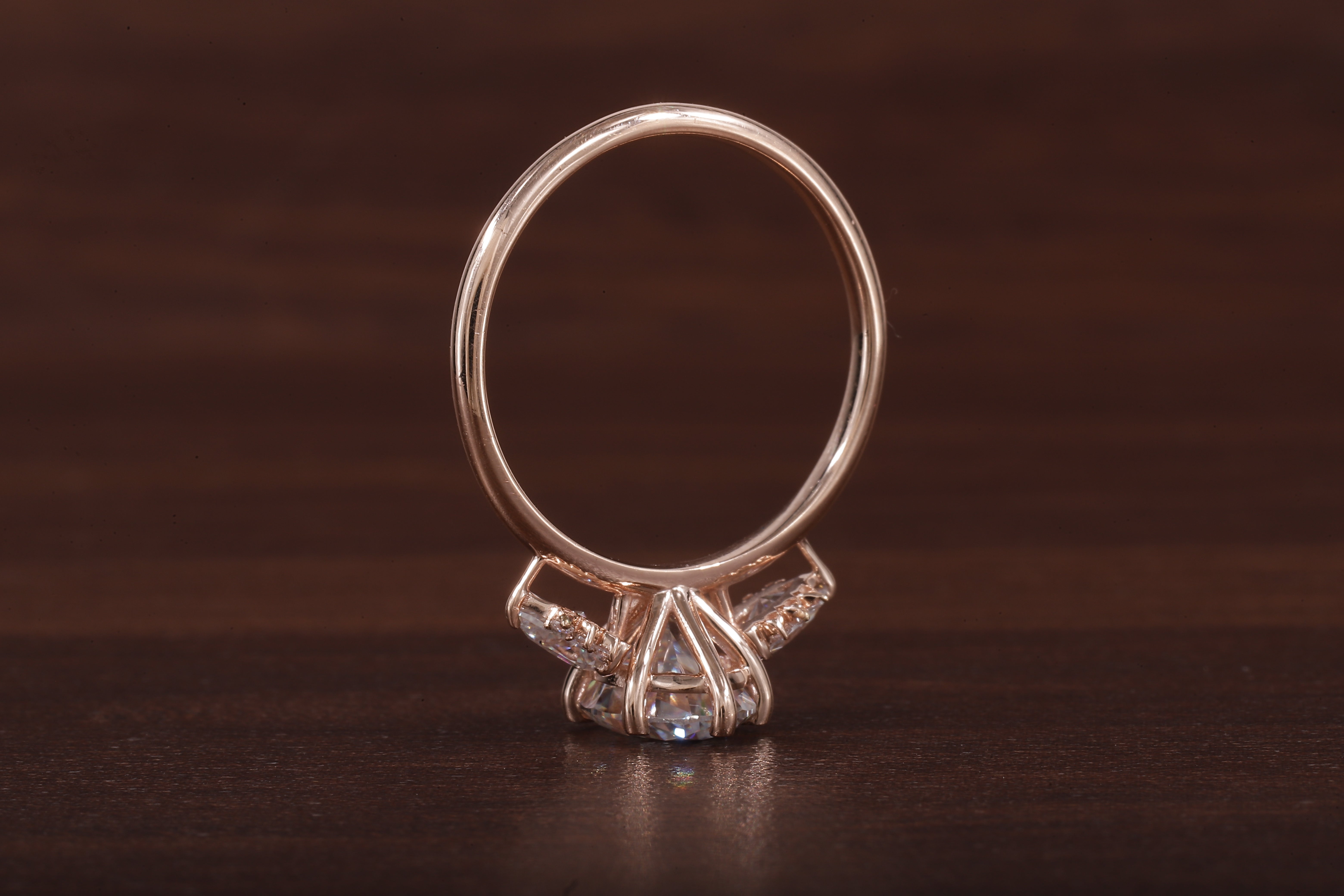 2ct Oval Cut Moissanite Engagement Ring, Oval Moissanite with side Pear Ring