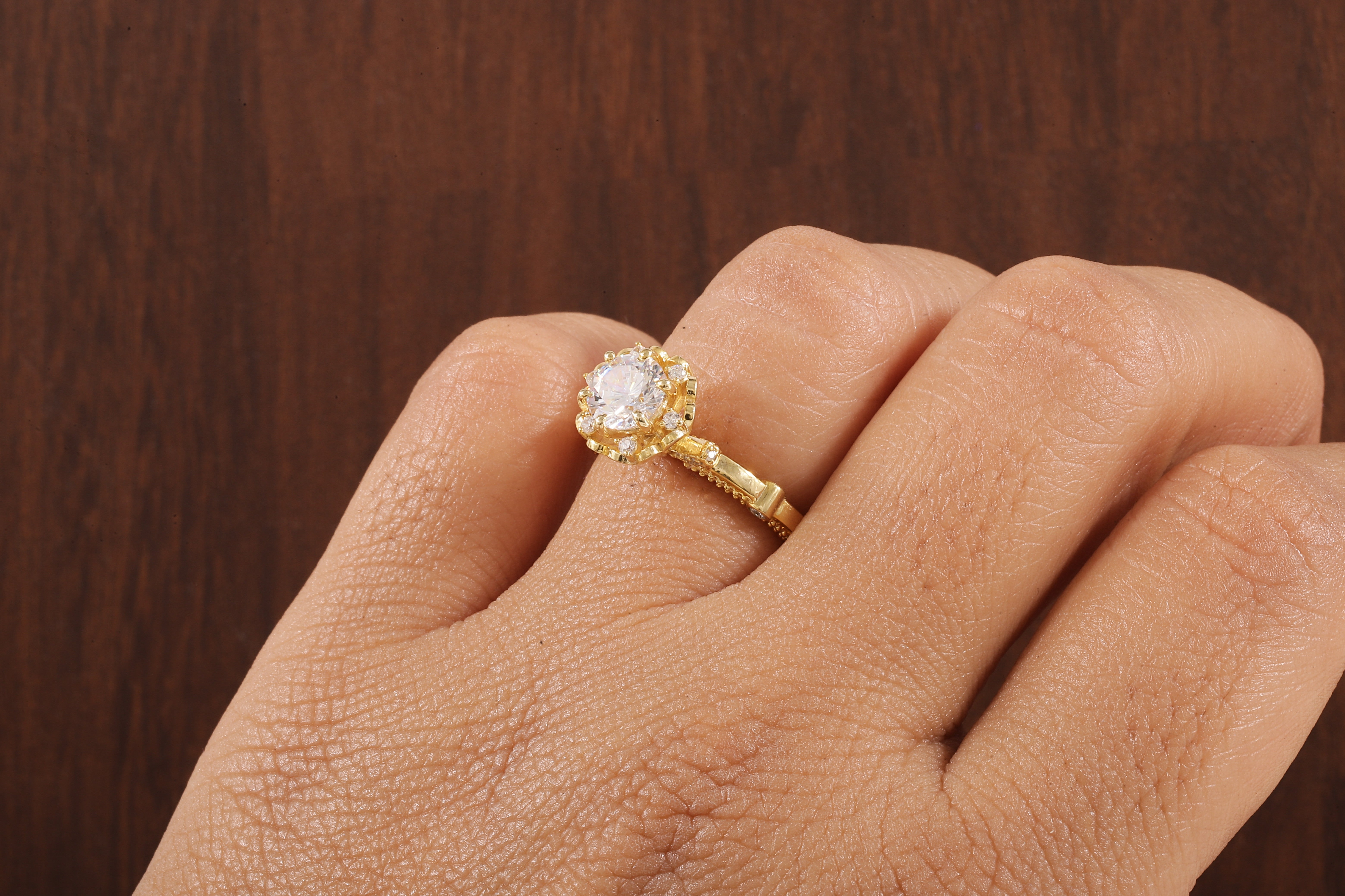Vintage Round Wedding Ring, Moissanite Engagement Ring