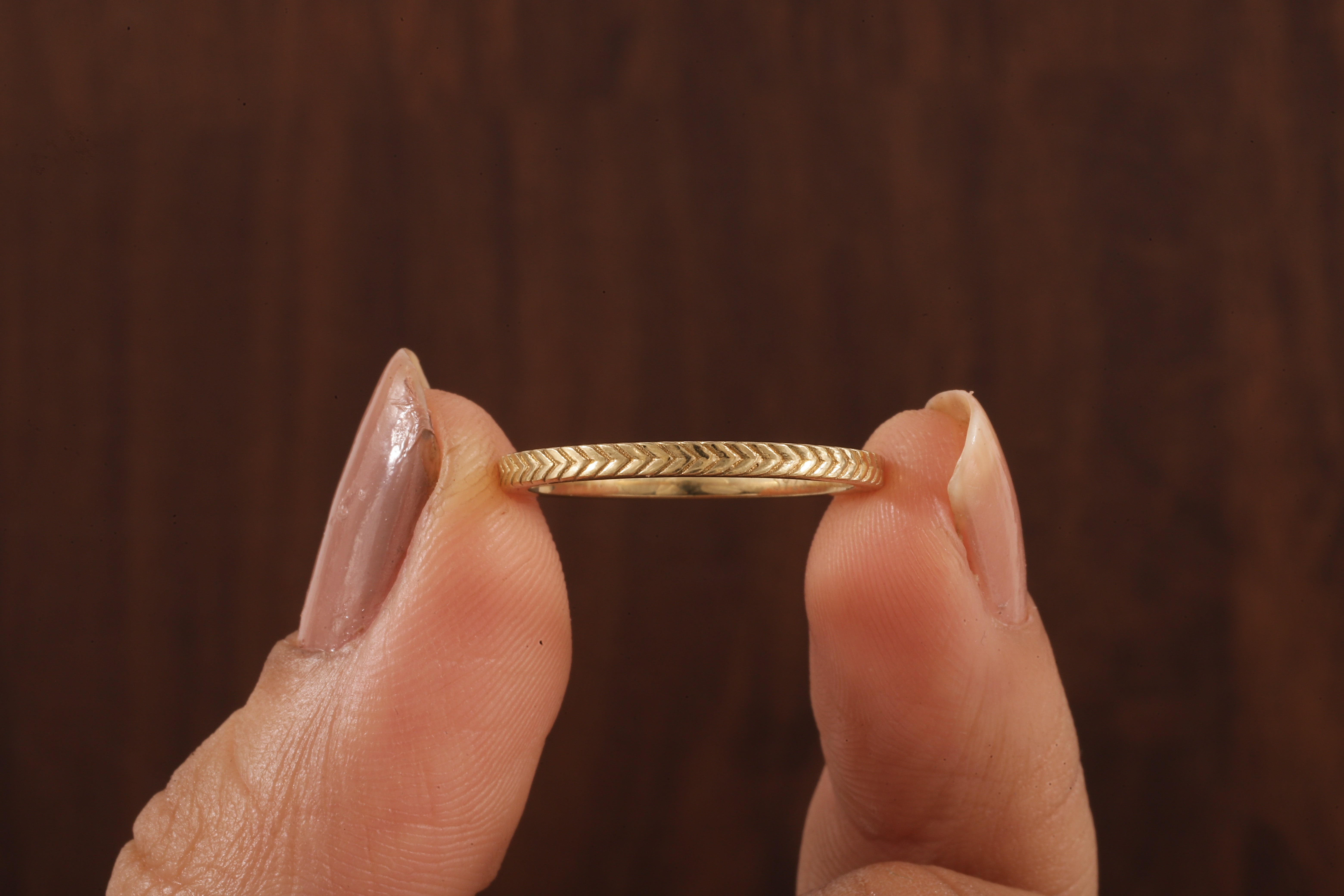 Wedding band for women 14k Gold Wedding Band Laurel Wedding Chevron Braid