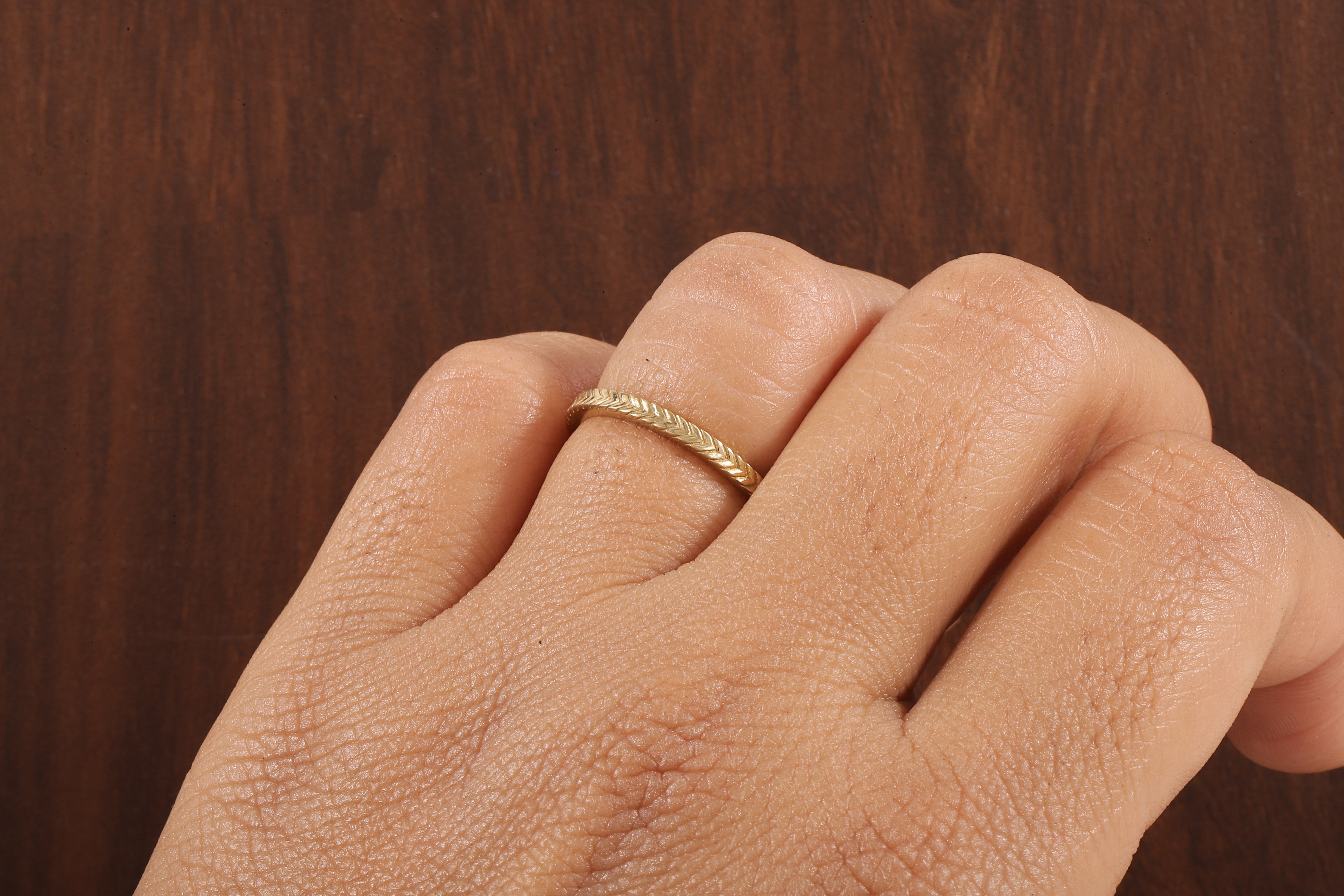 Wedding band for women 14k Gold Wedding Band Laurel Wedding Chevron Braid