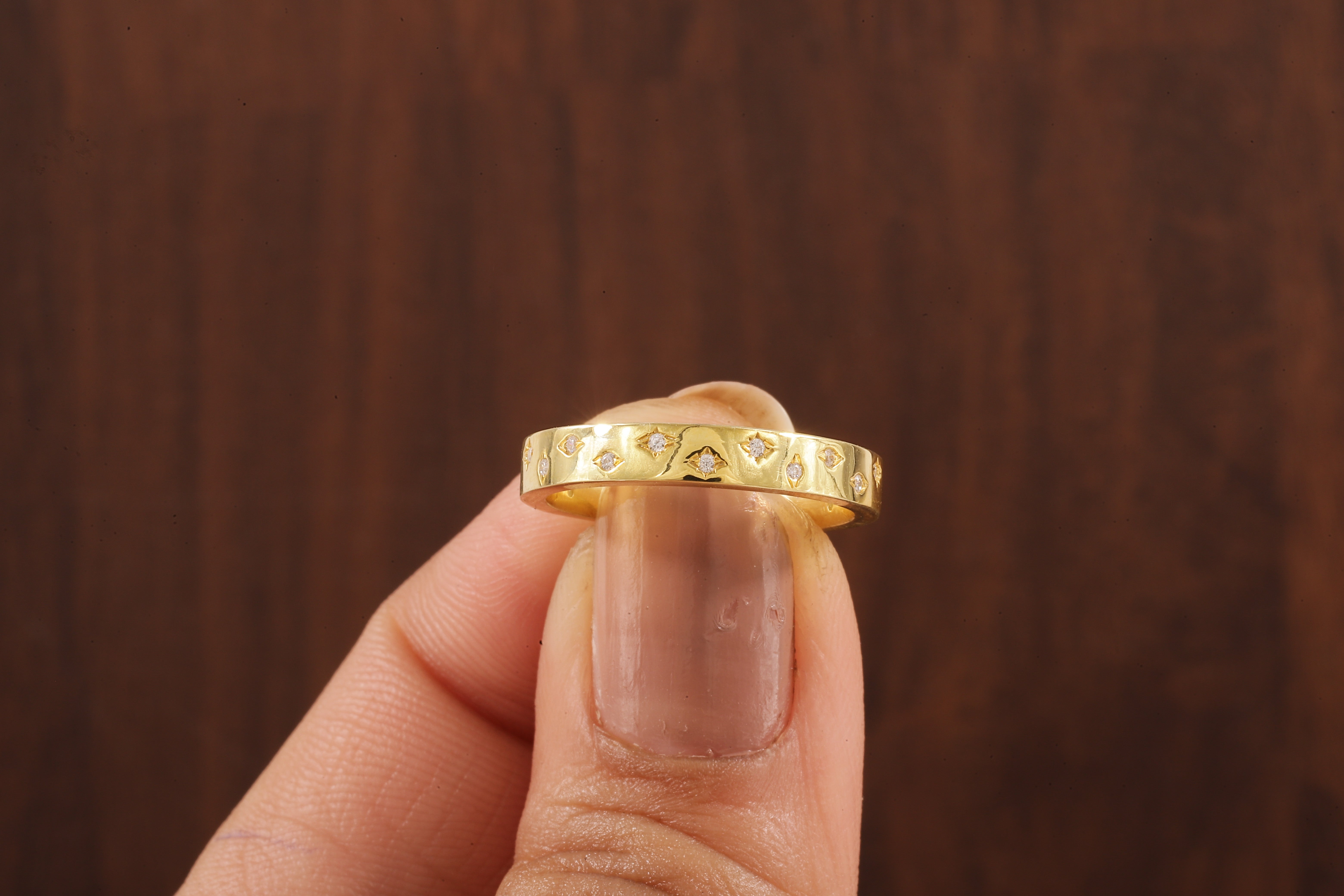 Starbright Flush Setting Lab Grown Diamond Wedding Band,Matching Engagement Band