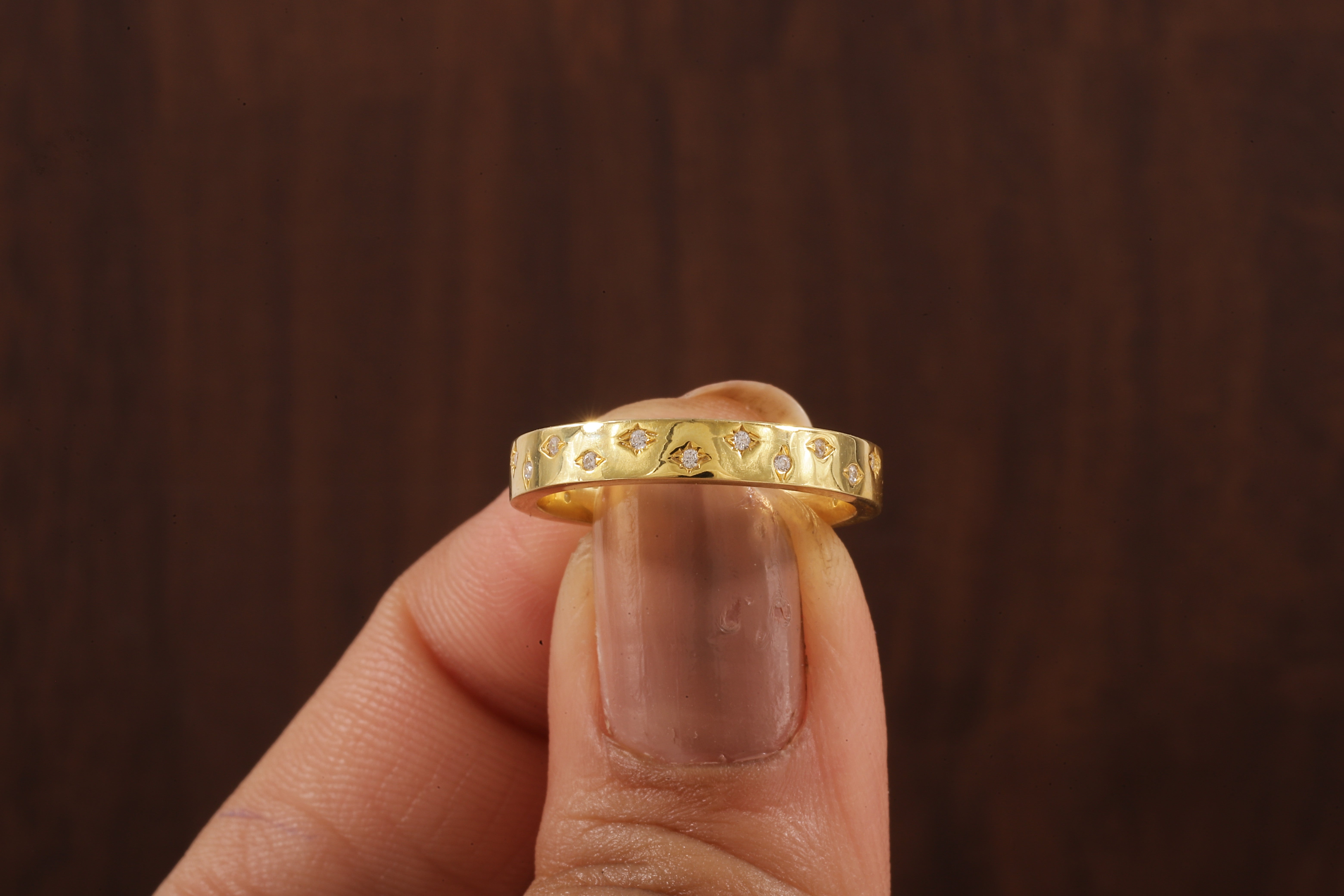 Starbright Flush Setting Lab Grown Diamond Wedding Band,Matching Engagement Band