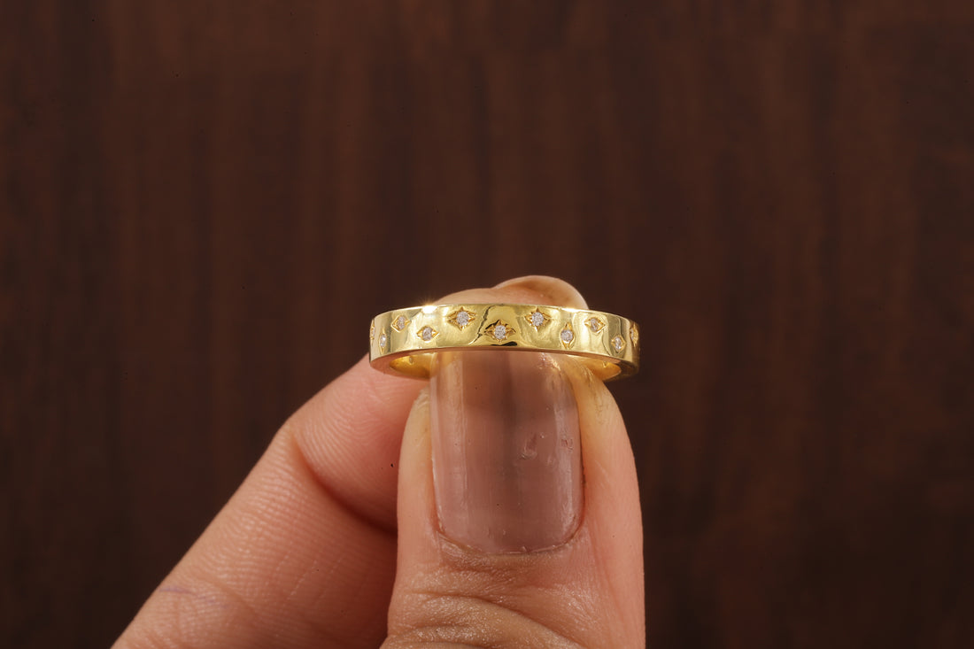 Starbright Flush Setting Lab Grown Diamond Wedding Band,Matching Engagement Band