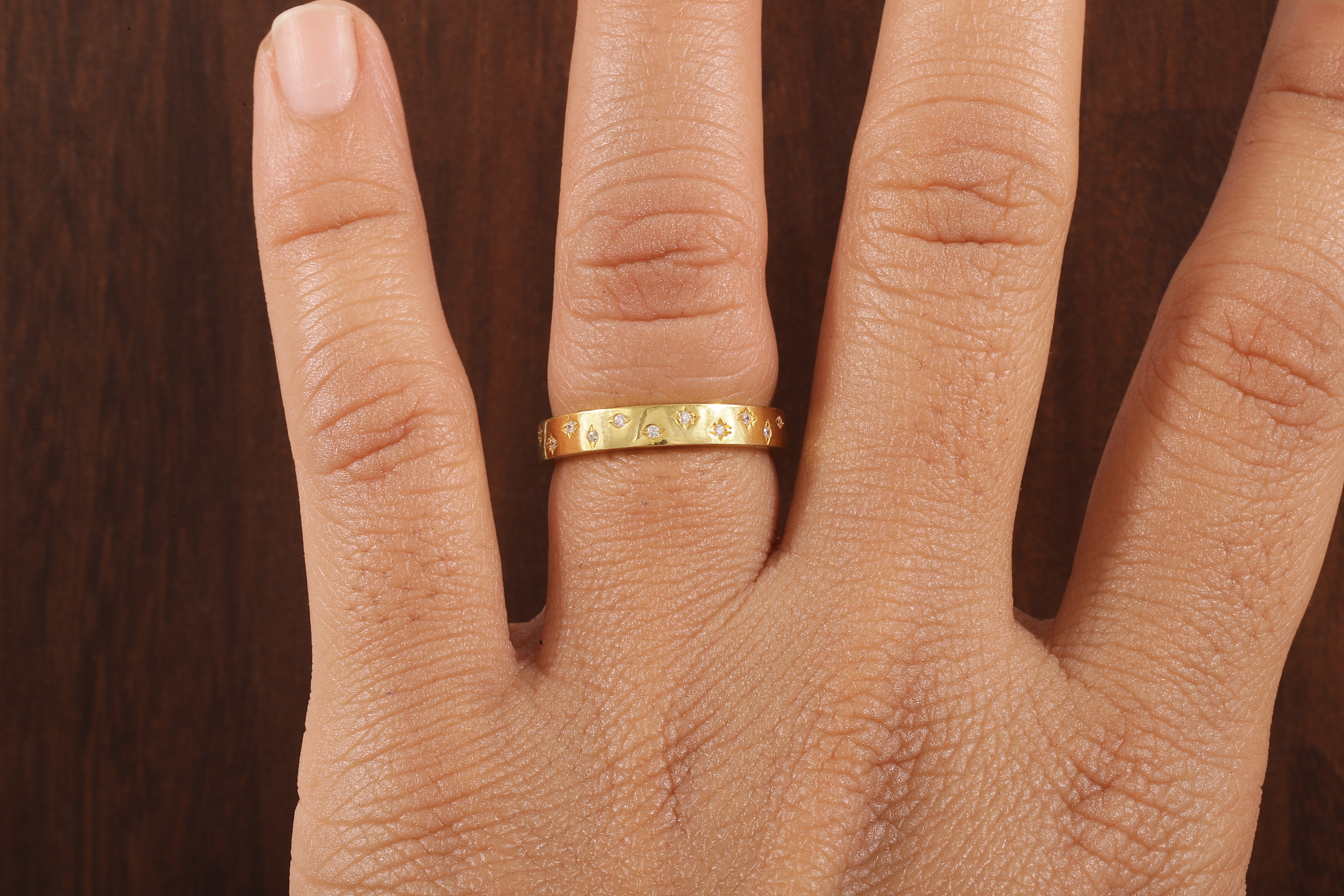 Starbright Flush Setting Lab Grown Diamond Wedding Band,Matching Engagement Band