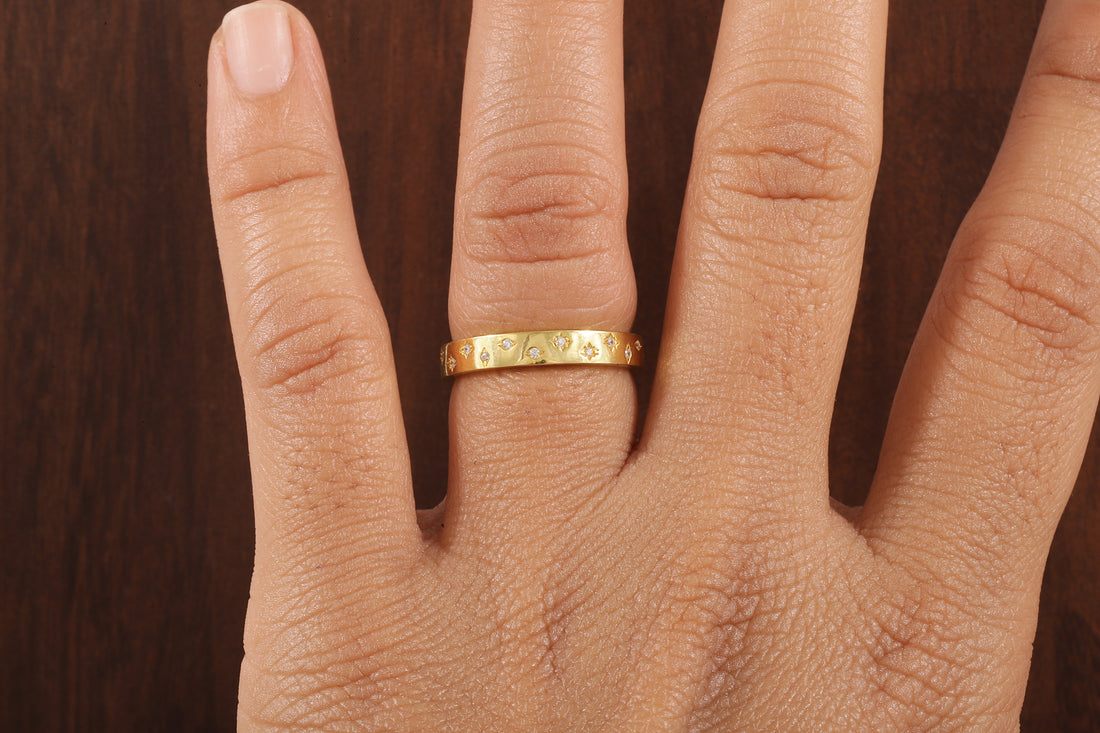 Starbright Flush Setting Lab Grown Diamond Wedding Band,Matching Engagement Band