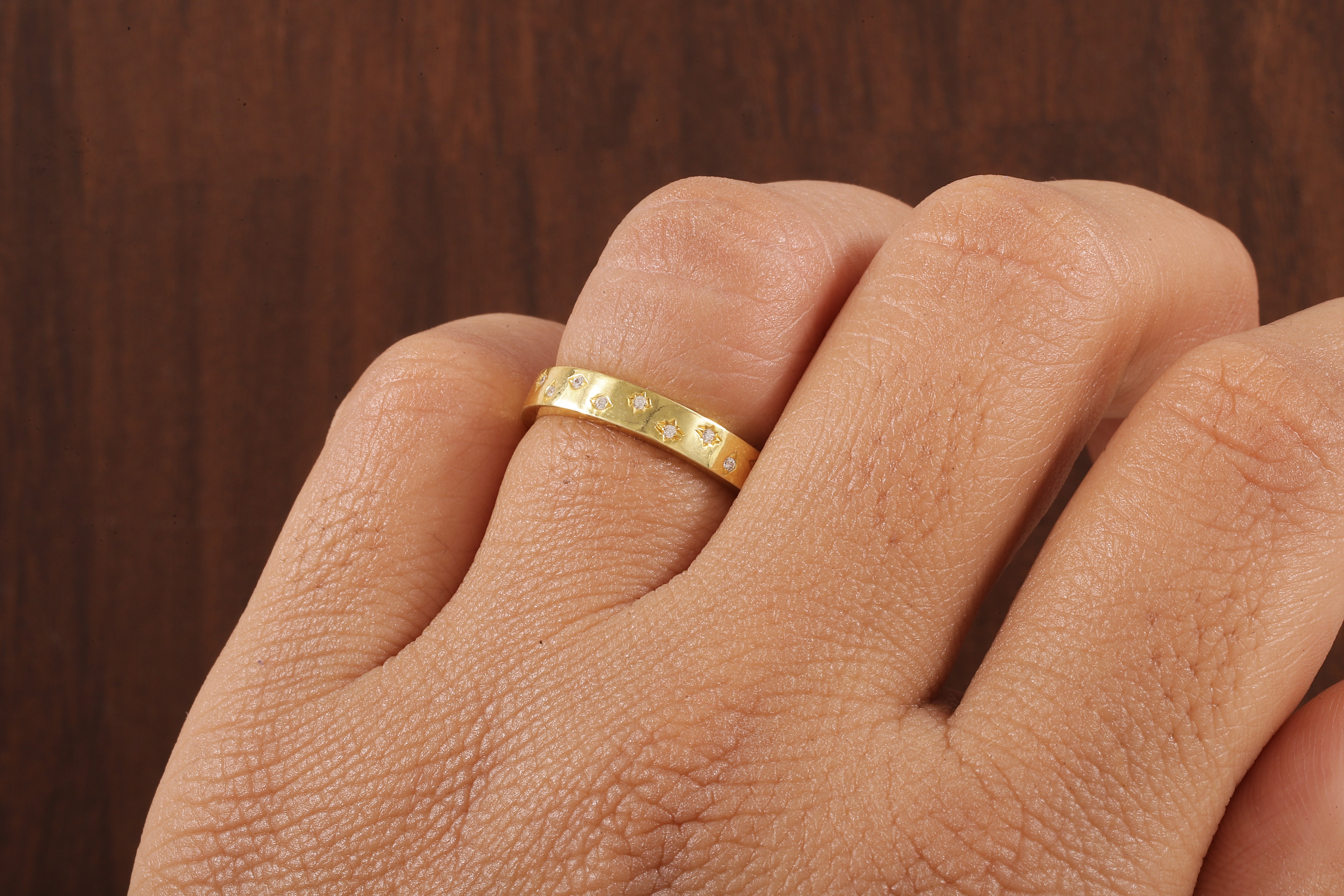 Starbright Flush Setting Lab Grown Diamond Wedding Band,Matching Engagement Band
