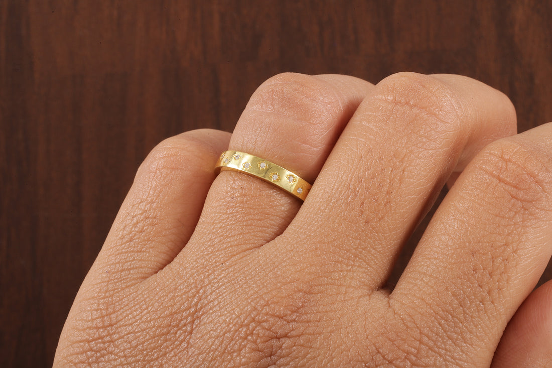Starbright Flush Setting Lab Grown Diamond Wedding Band,Matching Engagement Band
