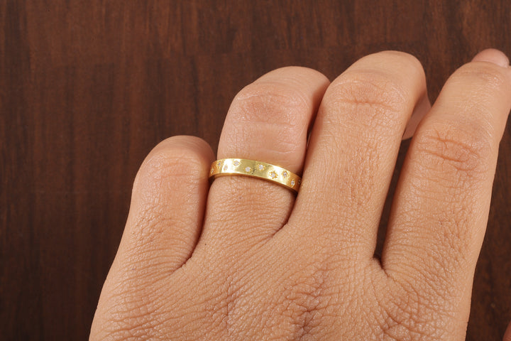 Starbright Flush Setting Lab Grown Diamond Wedding Band,Matching Engagement Band