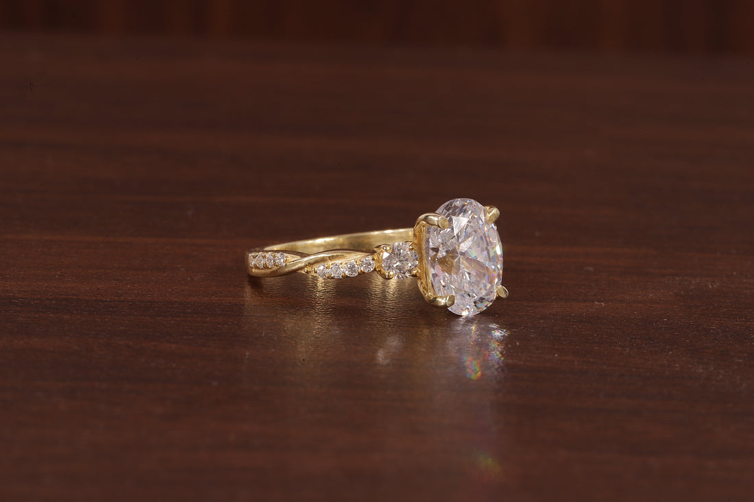 Twisted Moissanite Ring, 2.5Ct Oval Moissanite Ring, Moissanite Engagement Ring