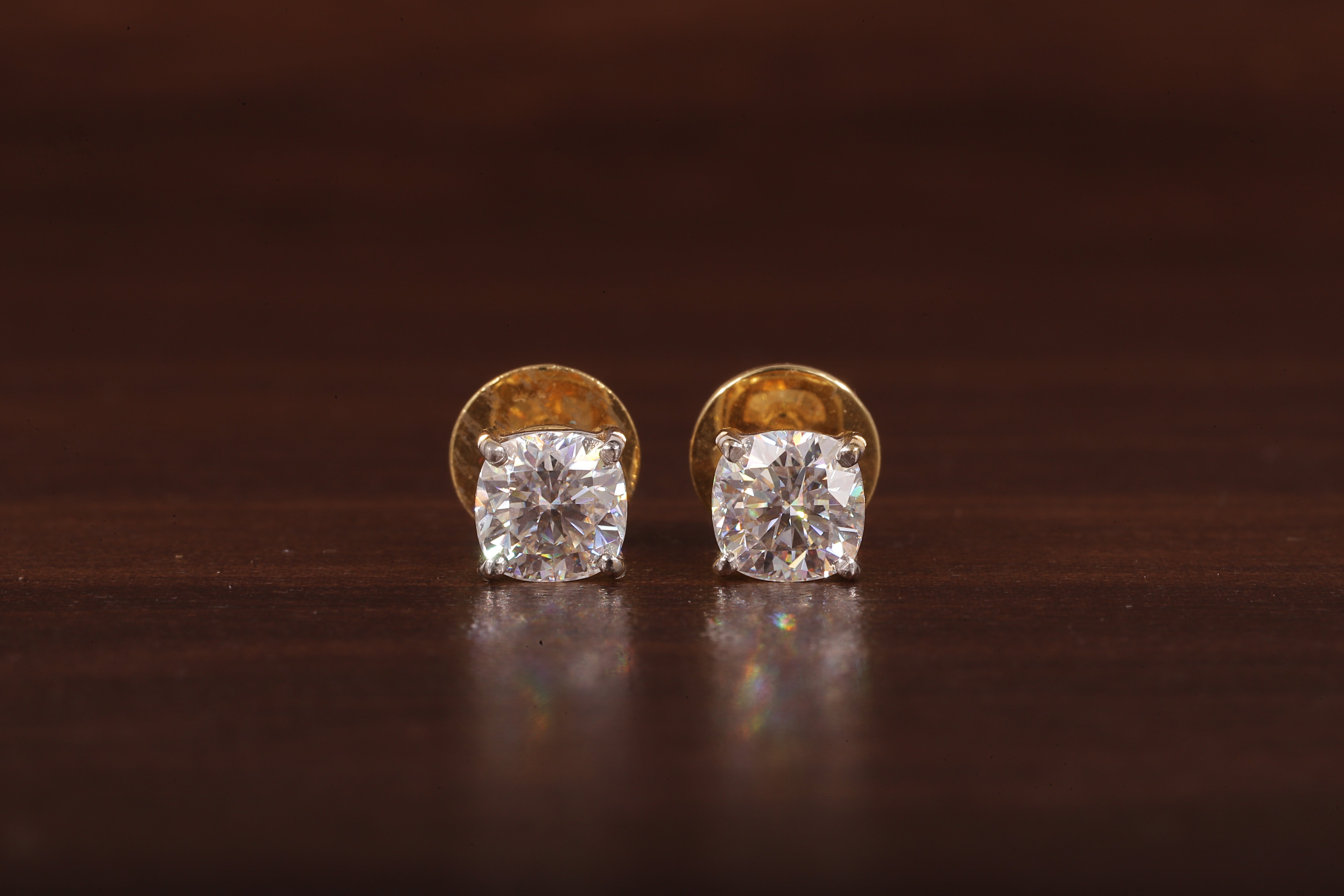 1 CT Cushion Moissanite Screw Back Stud Earrings