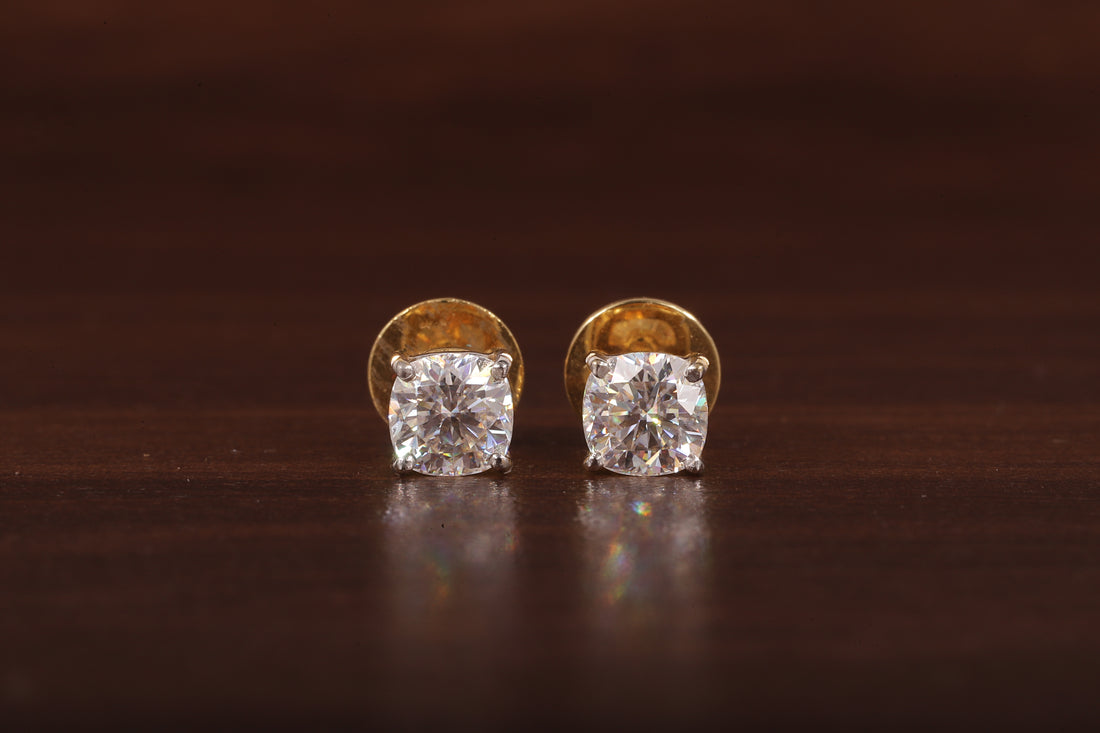 1 CT Cushion Moissanite Screw Back Stud Earrings