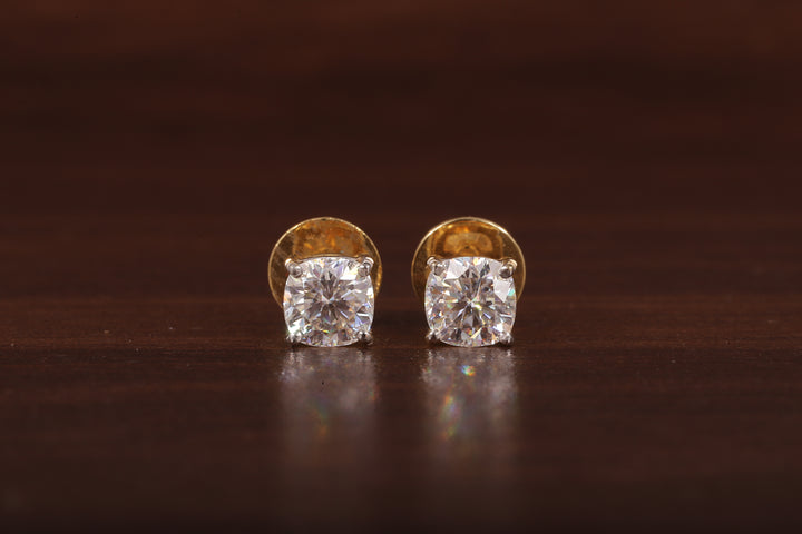 1 CT Cushion Moissanite Screw Back Stud Earrings