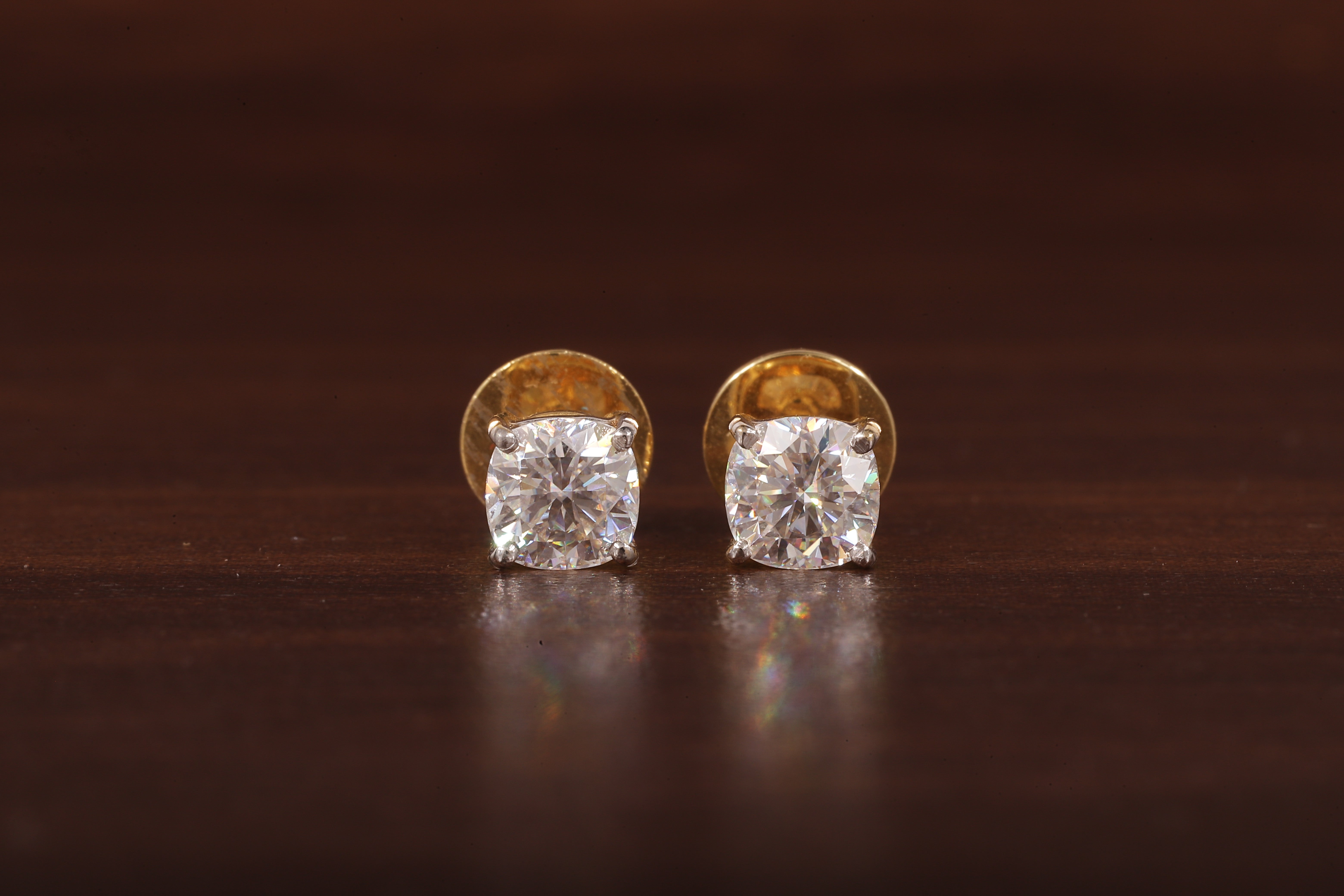1 CT Cushion Moissanite Screw Back Stud Earrings