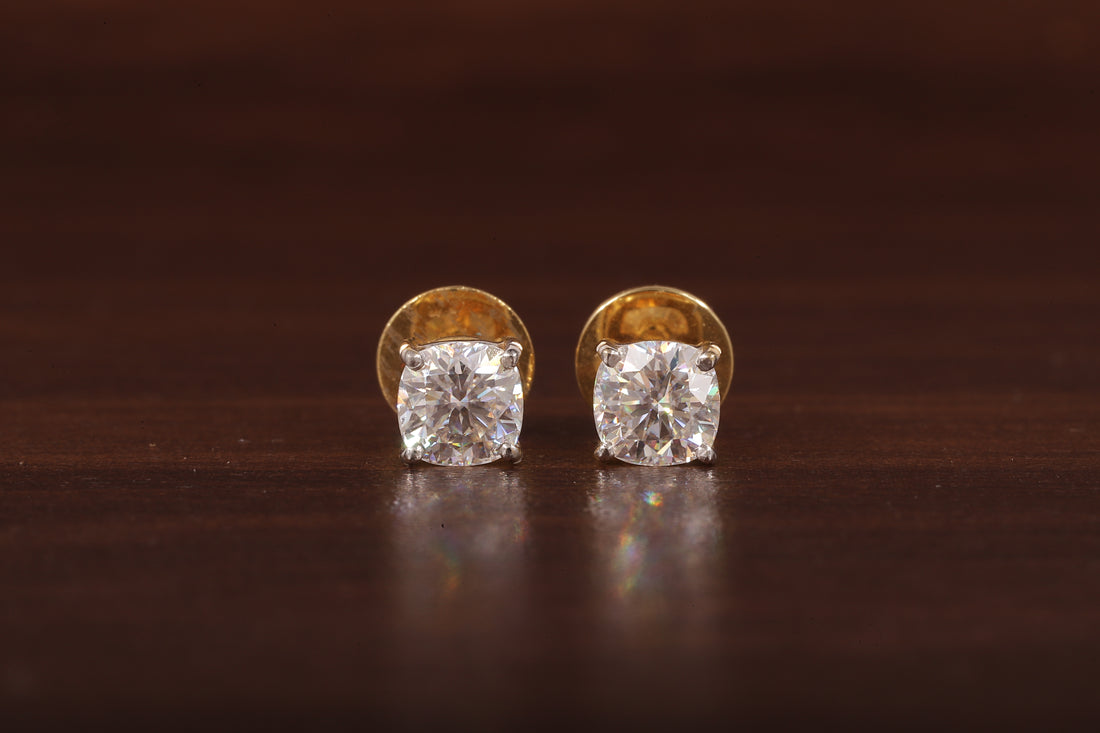 1 CT Cushion Moissanite Screw Back Stud Earrings