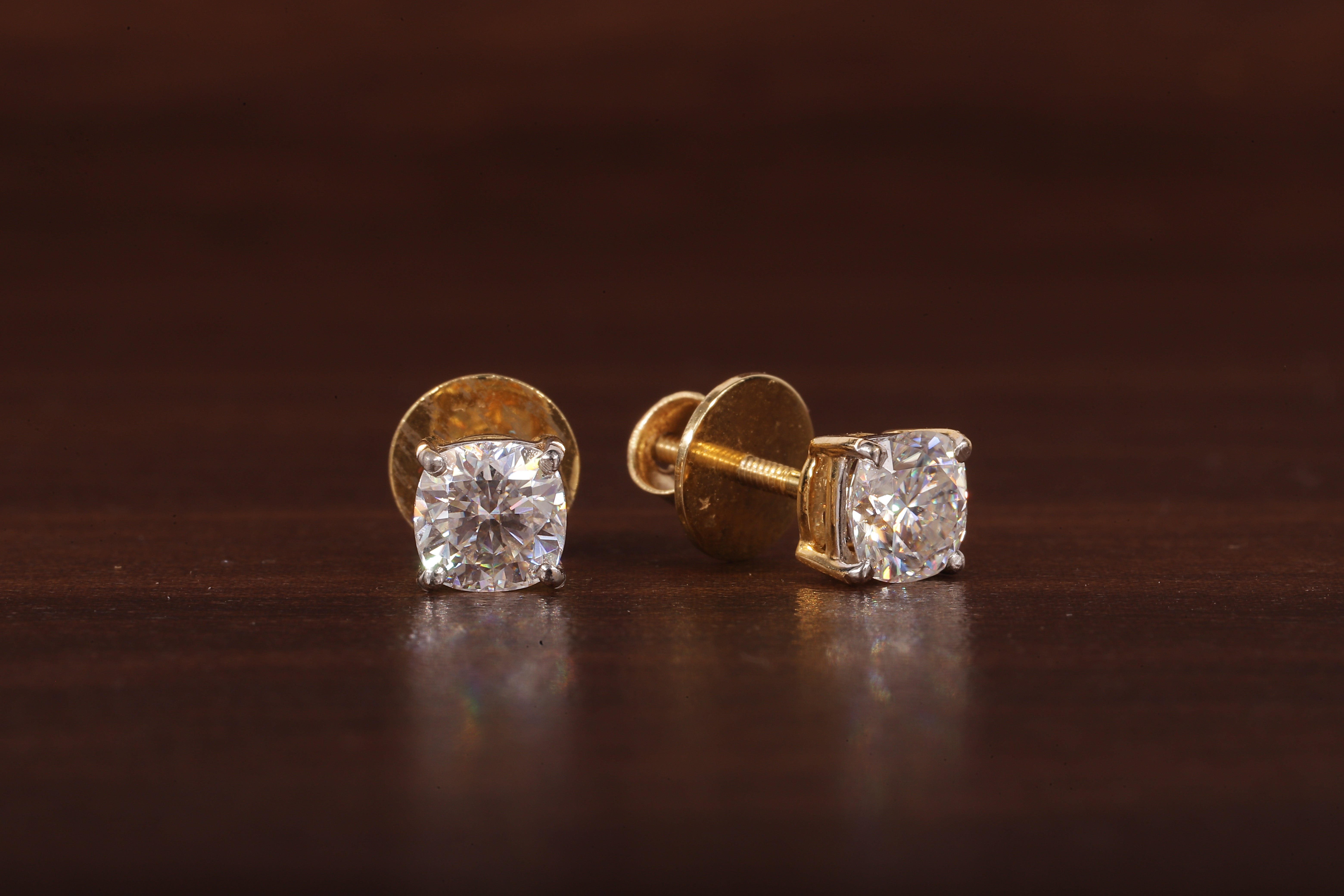 1 CT Cushion Moissanite Screw Back Stud Earrings