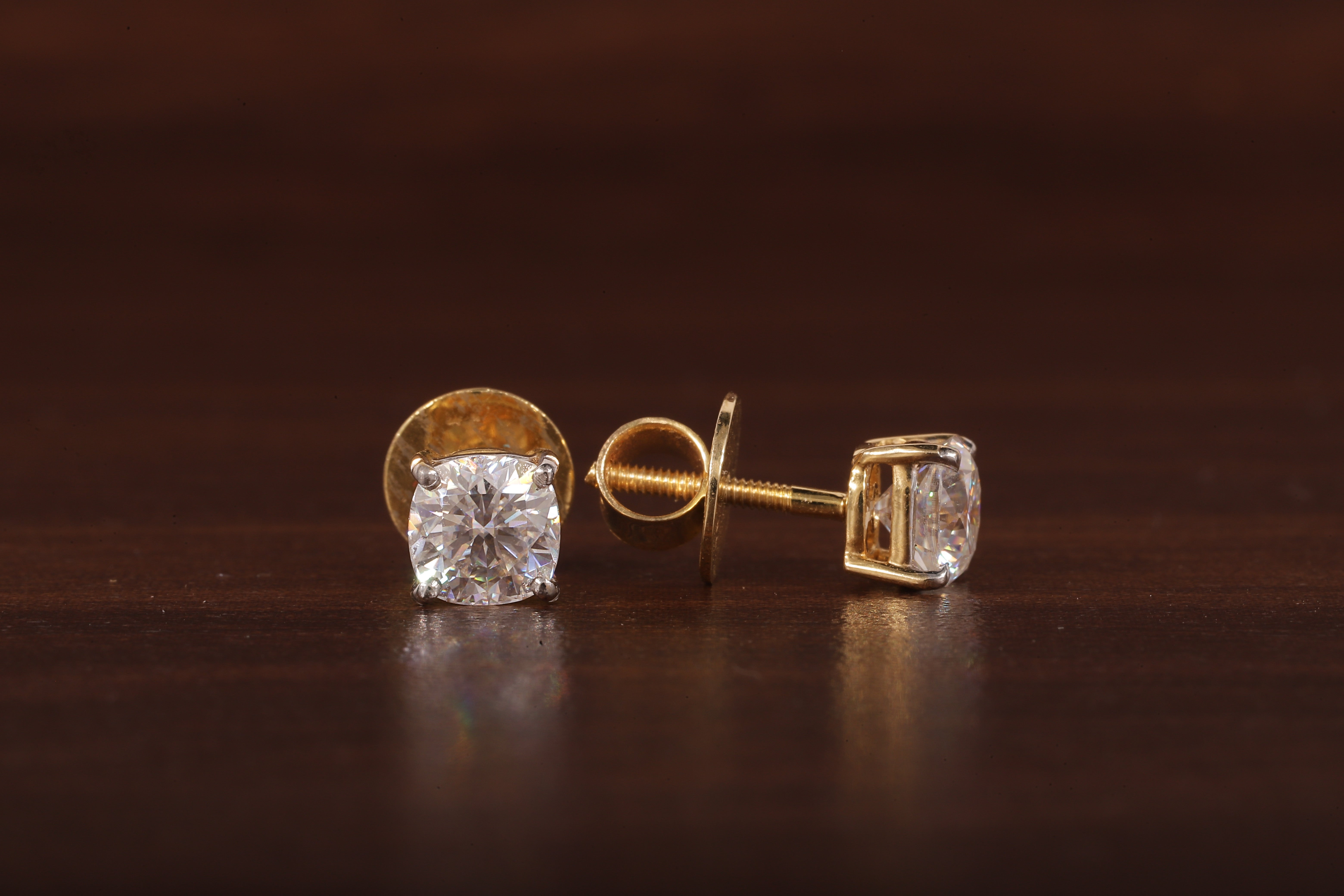 1 CT Cushion Moissanite Screw Back Stud Earrings