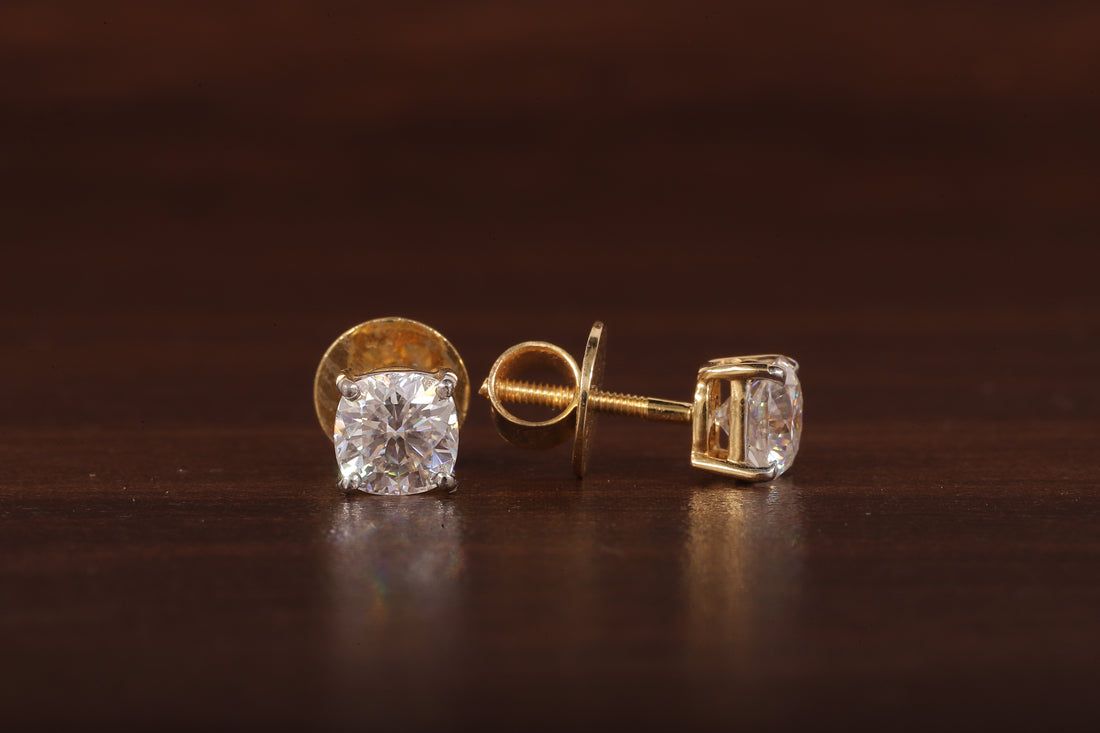 1 CT Cushion Moissanite Screw Back Stud Earrings