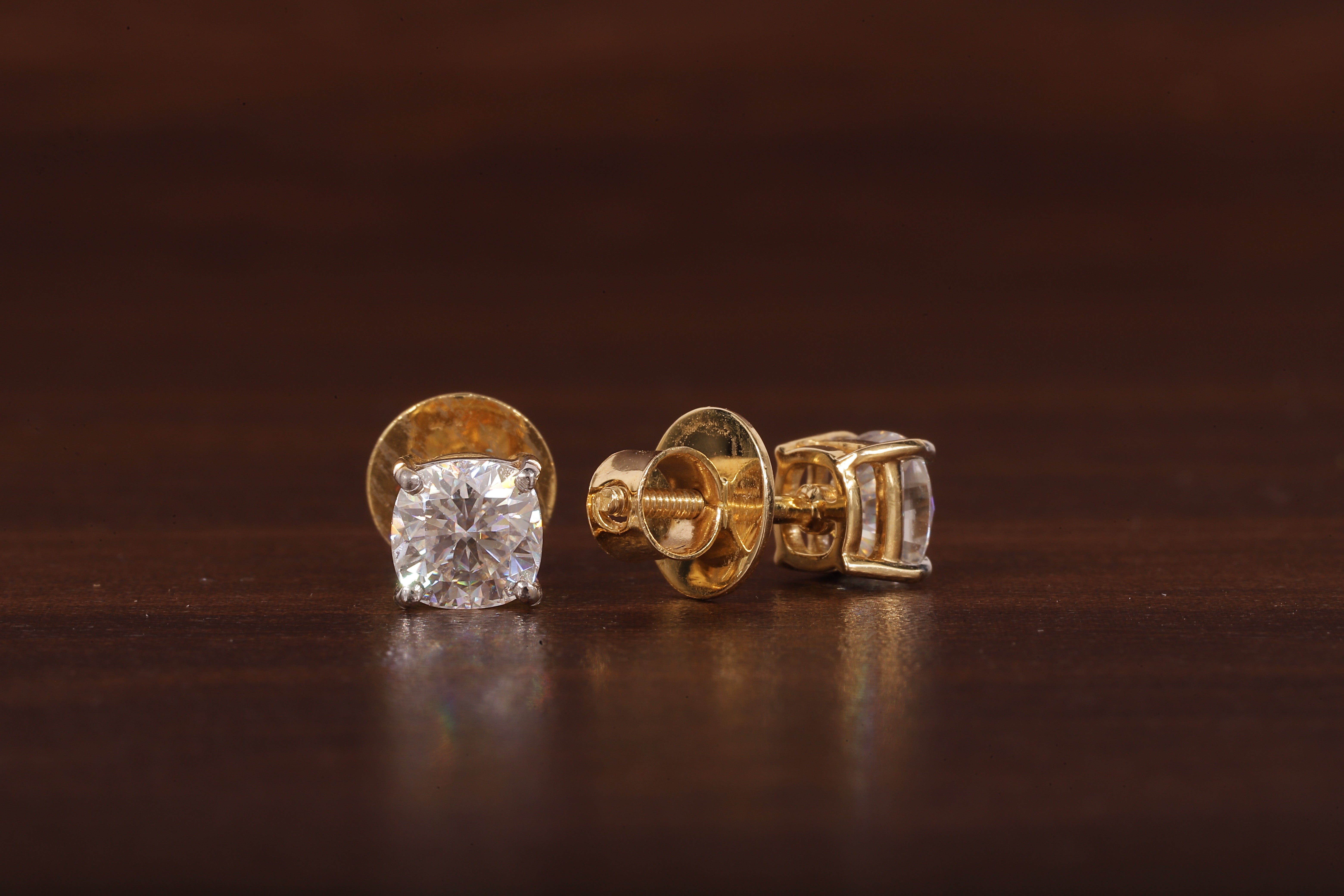 1 CT Cushion Moissanite Screw Back Stud Earrings