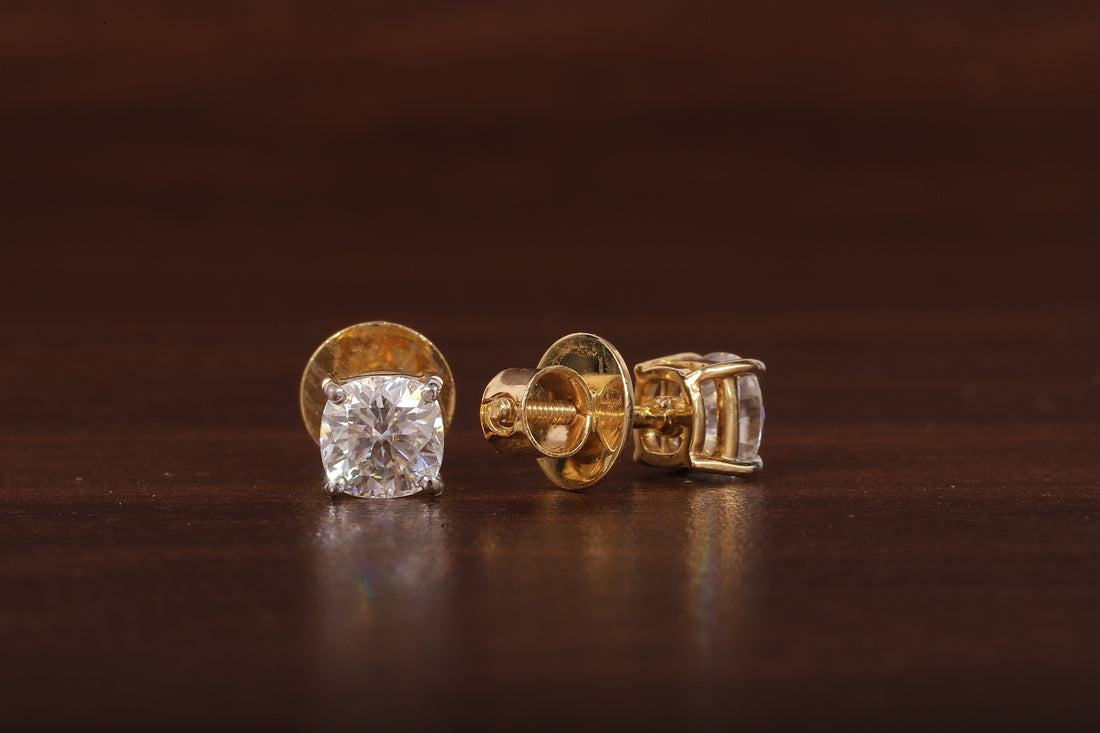 1 CT Cushion Moissanite Screw Back Stud Earrings