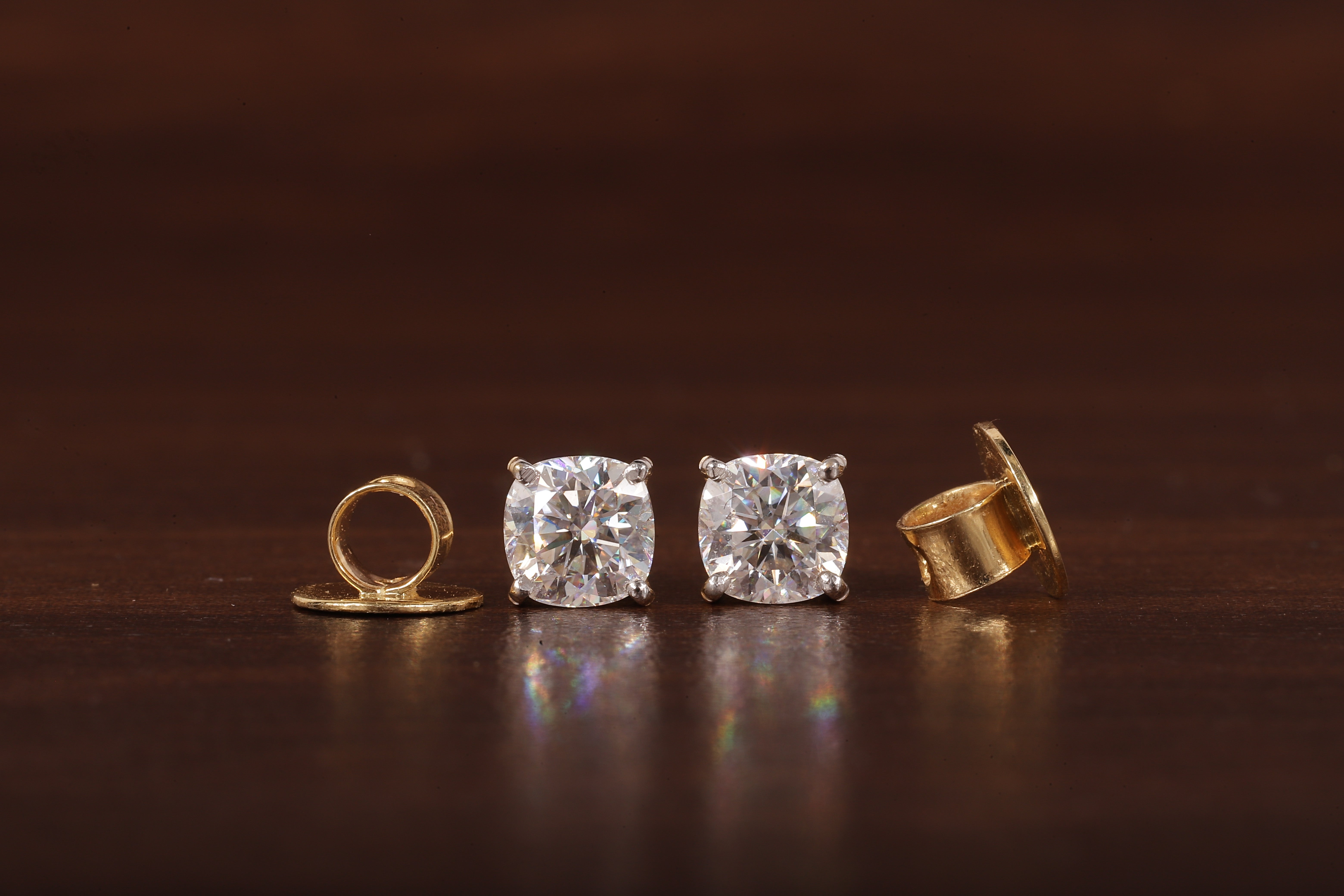1 CT Cushion Moissanite Screw Back Stud Earrings