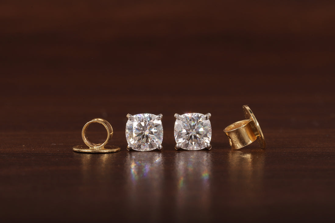 1 CT Cushion Moissanite Screw Back Stud Earrings