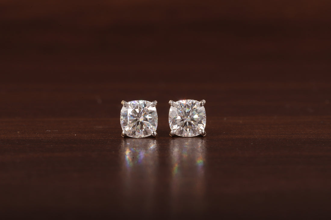 1 CT Cushion Moissanite Screw Back Stud Earrings
