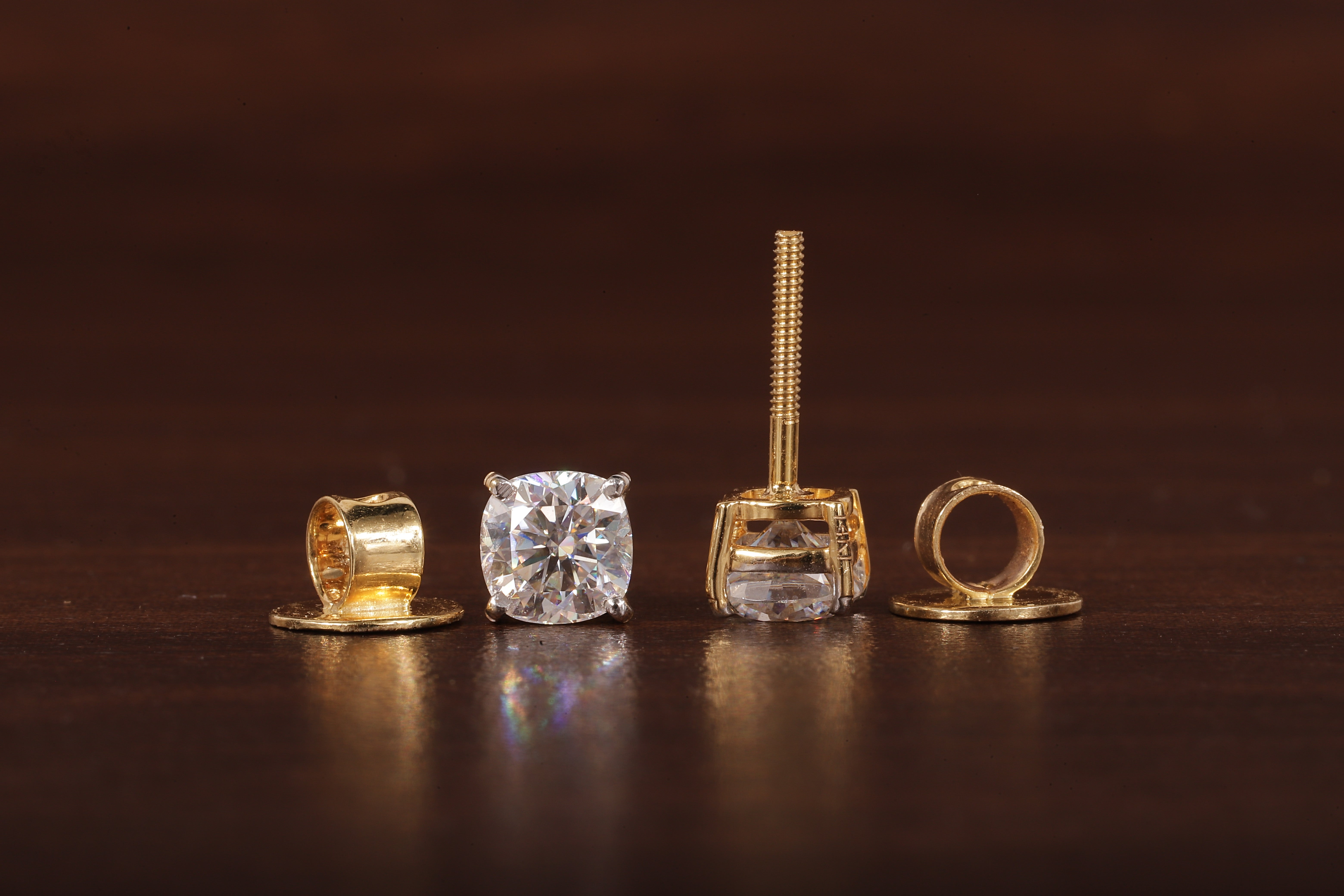 1 CT Cushion Moissanite Screw Back Stud Earrings