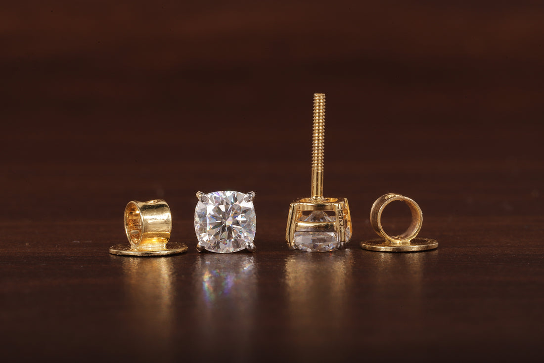 1 CT Cushion Moissanite Screw Back Stud Earrings