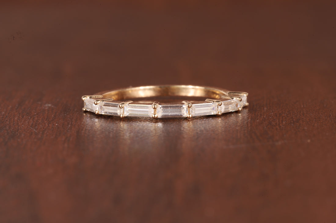 14k Gold Baguette Lab Grown Diamond Wedding Ring