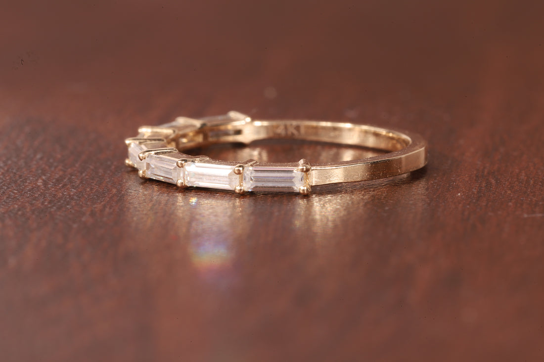 14k Gold Baguette Lab Grown Diamond Wedding Ring