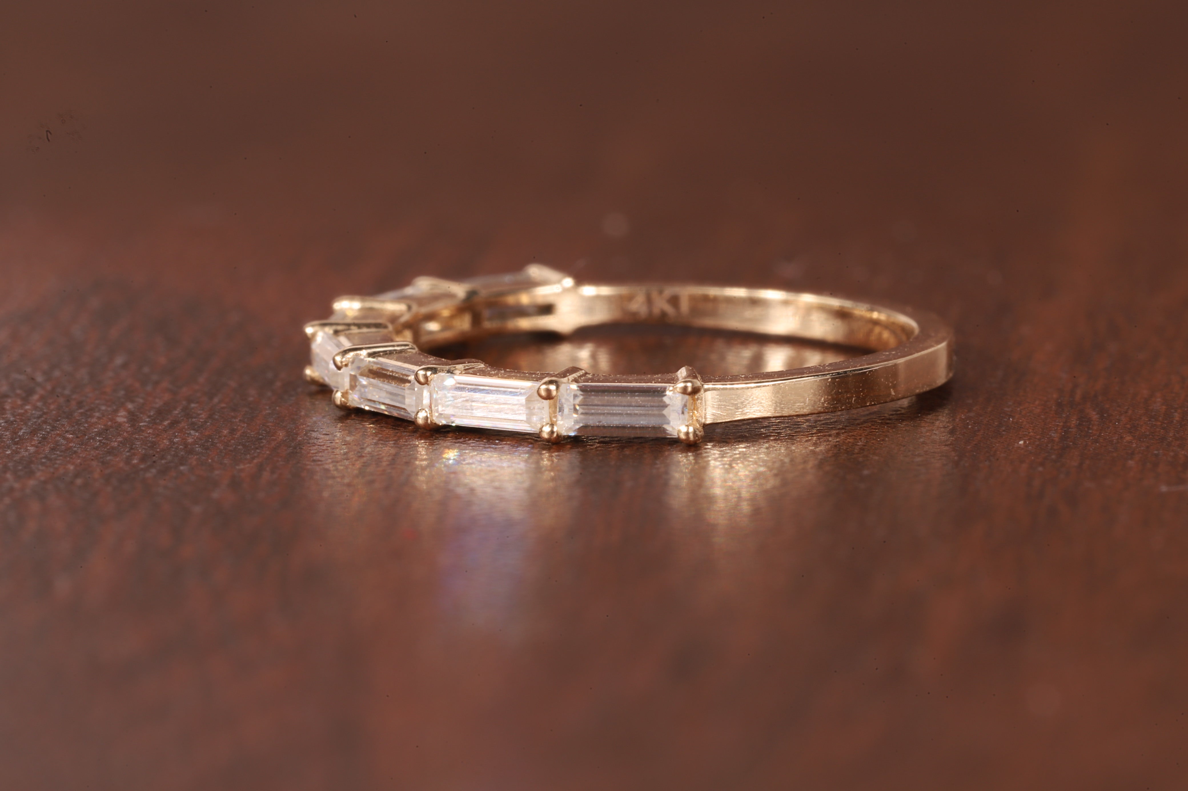 14k Gold Baguette Lab Grown Diamond Wedding Ring