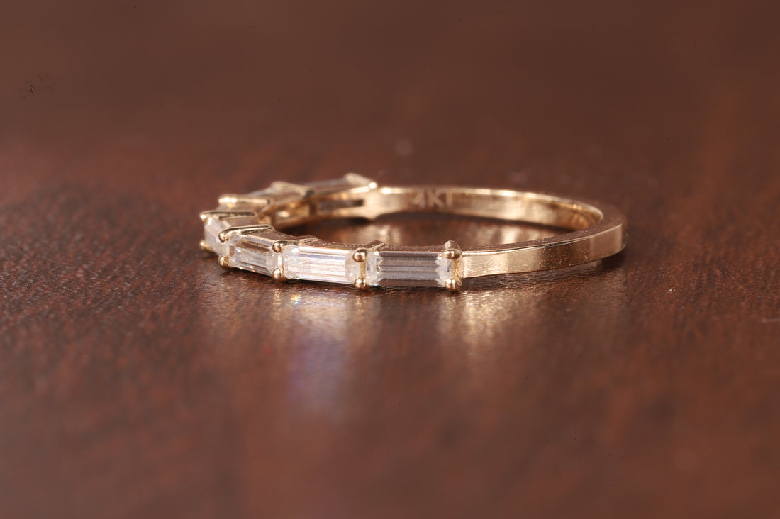14k Gold Baguette Lab Grown Diamond Wedding Ring
