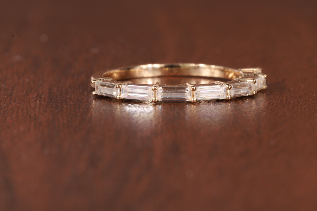 14k Gold Baguette Lab Grown Diamond Wedding Ring