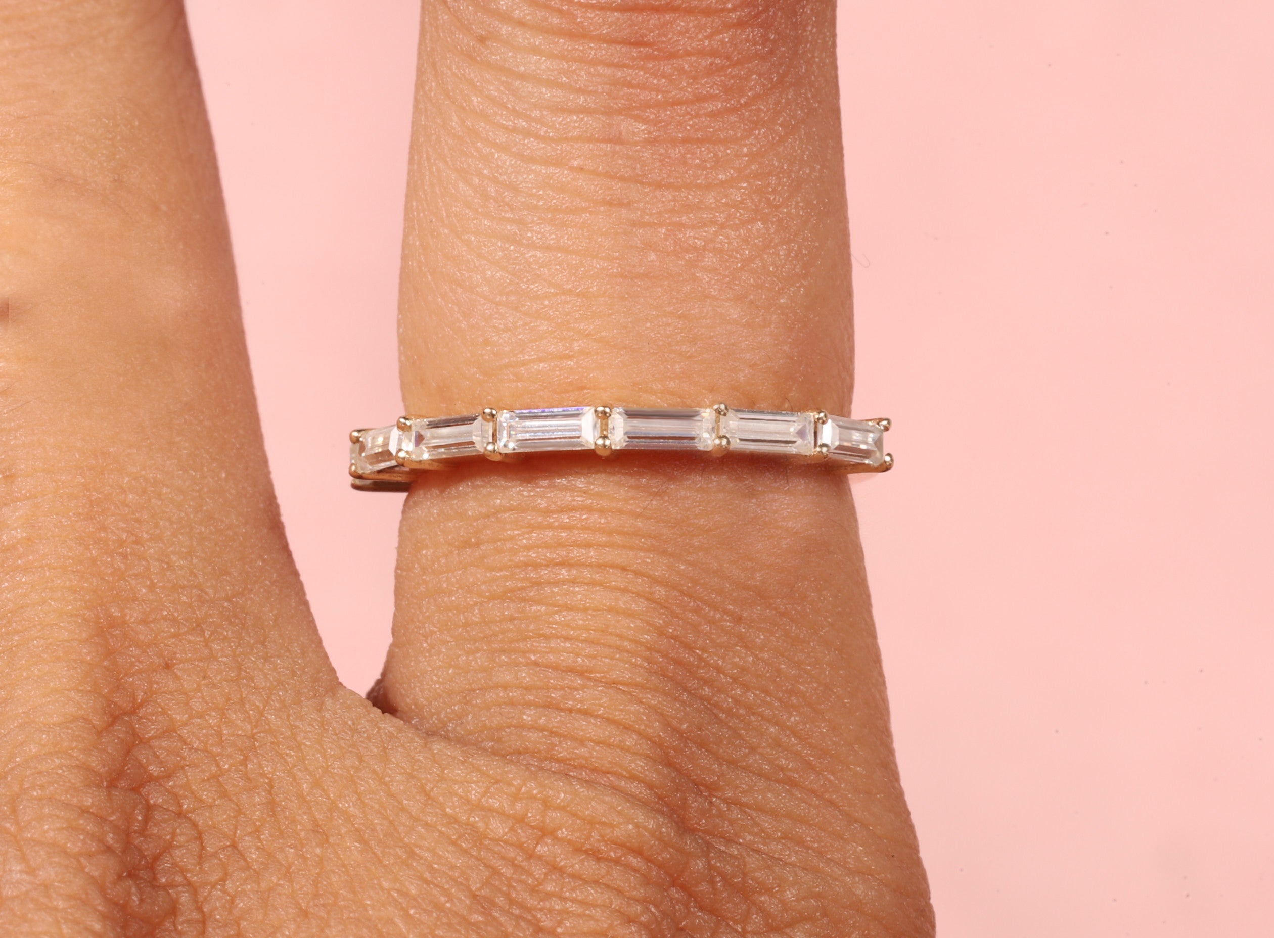 14k Gold Baguette Lab Grown Diamond Wedding Ring