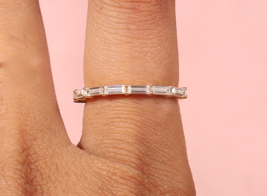 14k Gold Baguette Lab Grown Diamond Wedding Ring