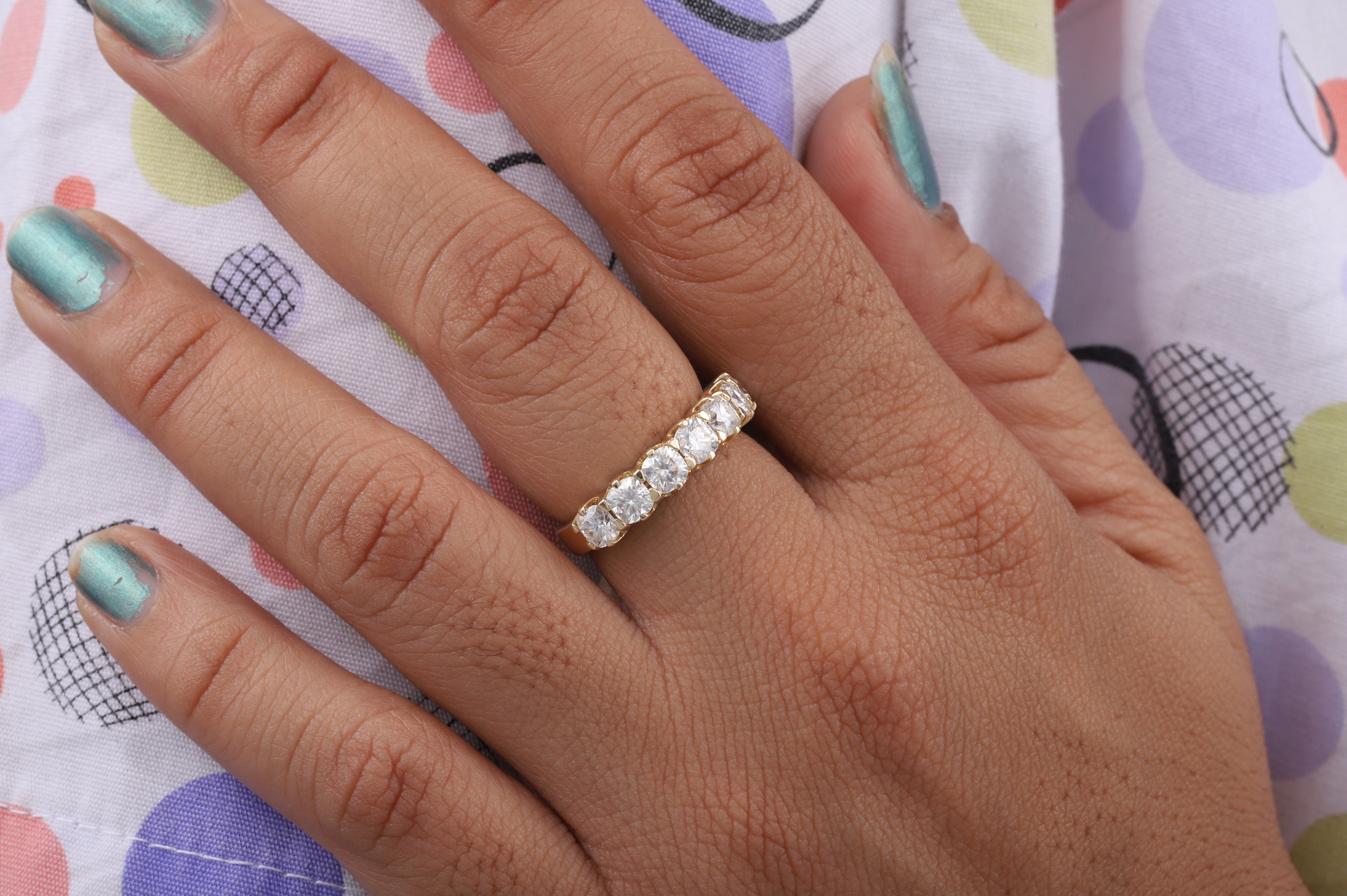 Seven Stone cushion Matching Wedding Band with Colorless Square Cushion Cut Moissanite dimond