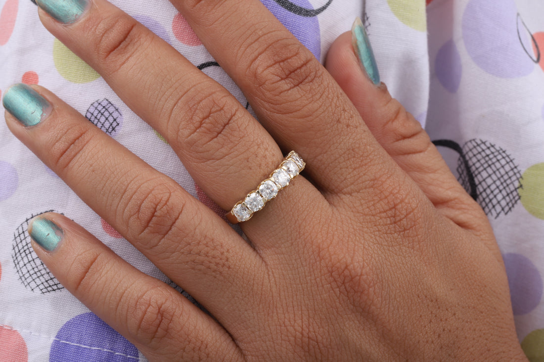 Seven Stone cushion Matching Wedding Band with Colorless Square Cushion Cut Moissanite dimond