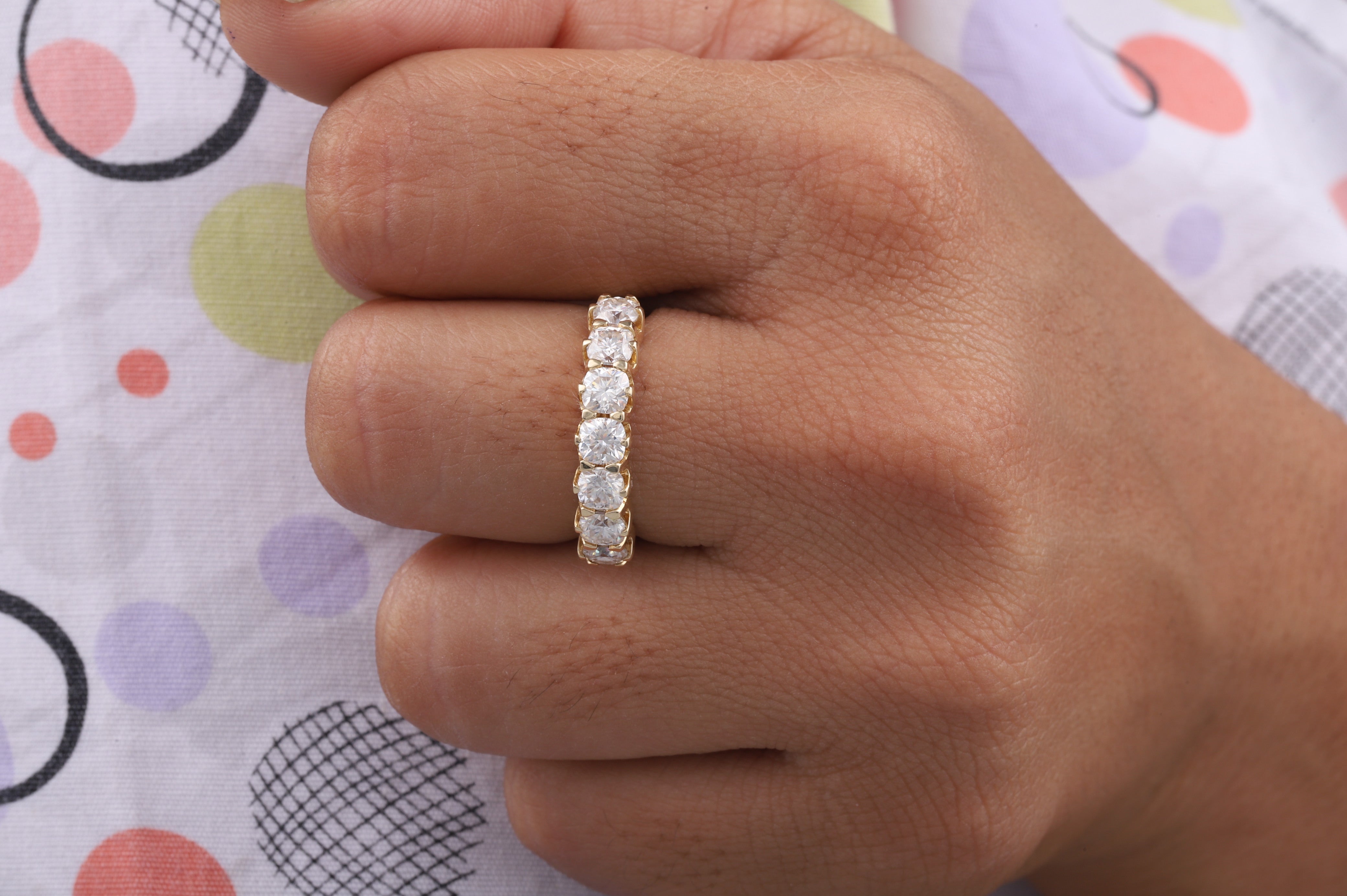 Seven Stone cushion Matching Wedding Band with Colorless Square Cushion Cut Moissanite dimond