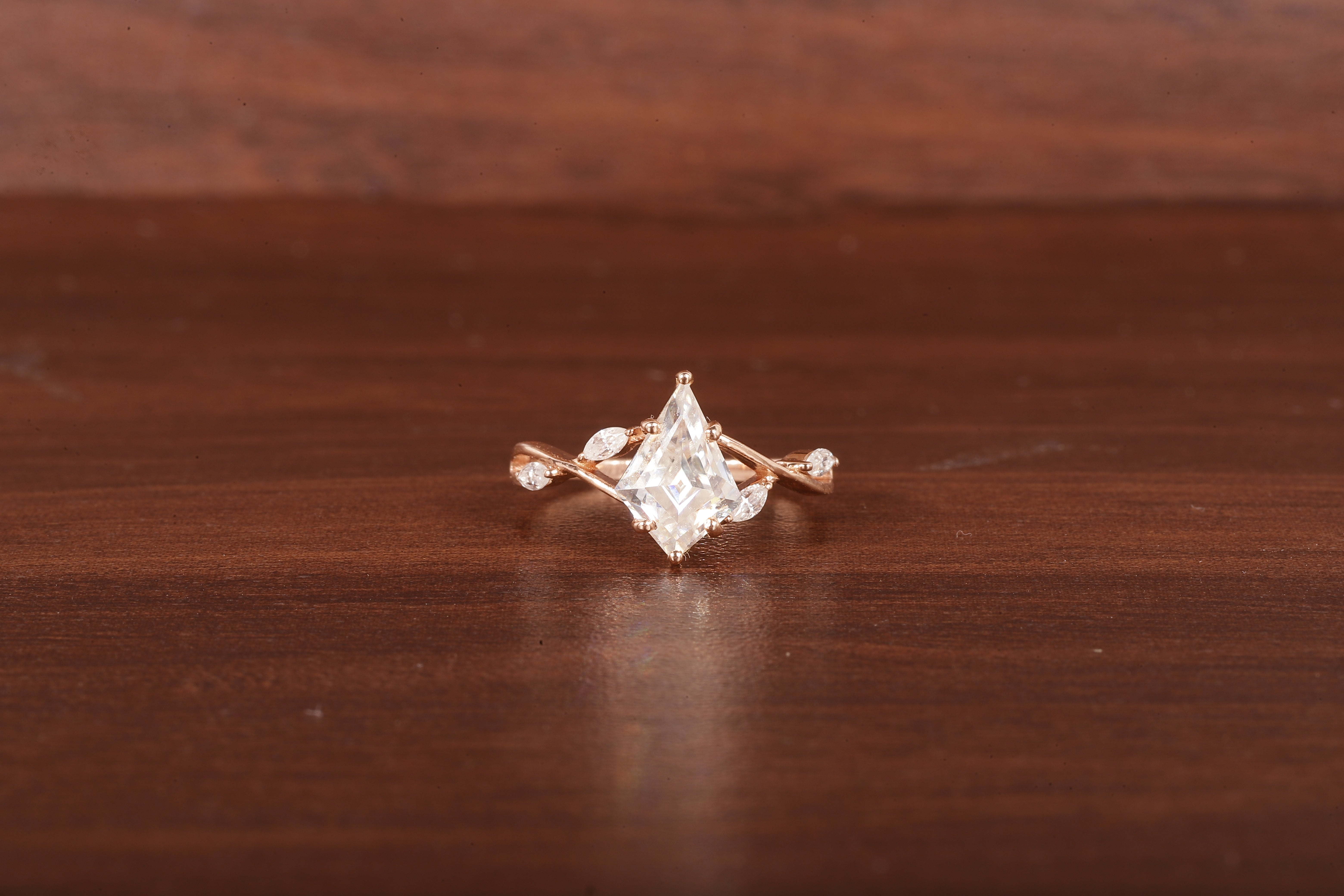 Kite Shaped Moissanite Engagement Ring
