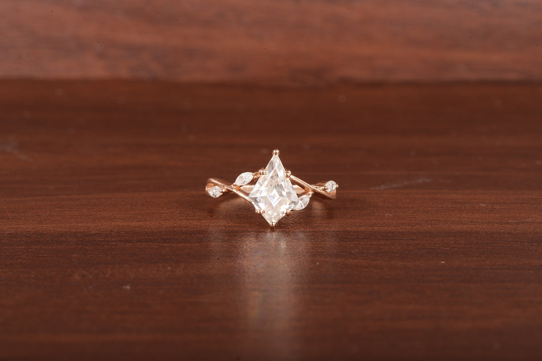 Kite Shaped Moissanite Engagement Ring