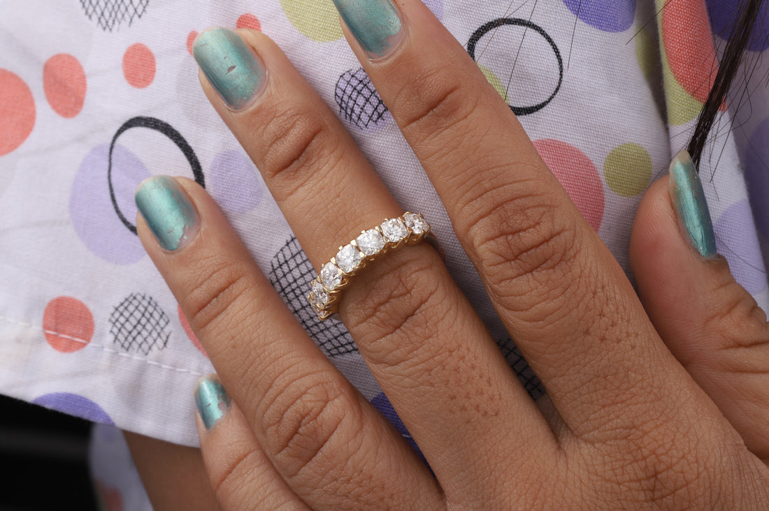 Seven Stone cushion Matching Wedding Band with Colorless Square Cushion Cut Moissanite dimond