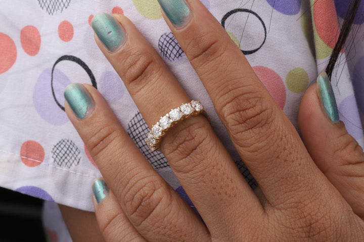 Seven Stone cushion Matching Wedding Band with Colorless Square Cushion Cut Moissanite dimond
