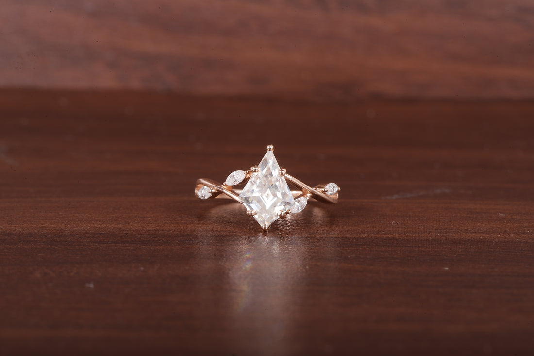 Kite Shaped Moissanite Engagement Ring