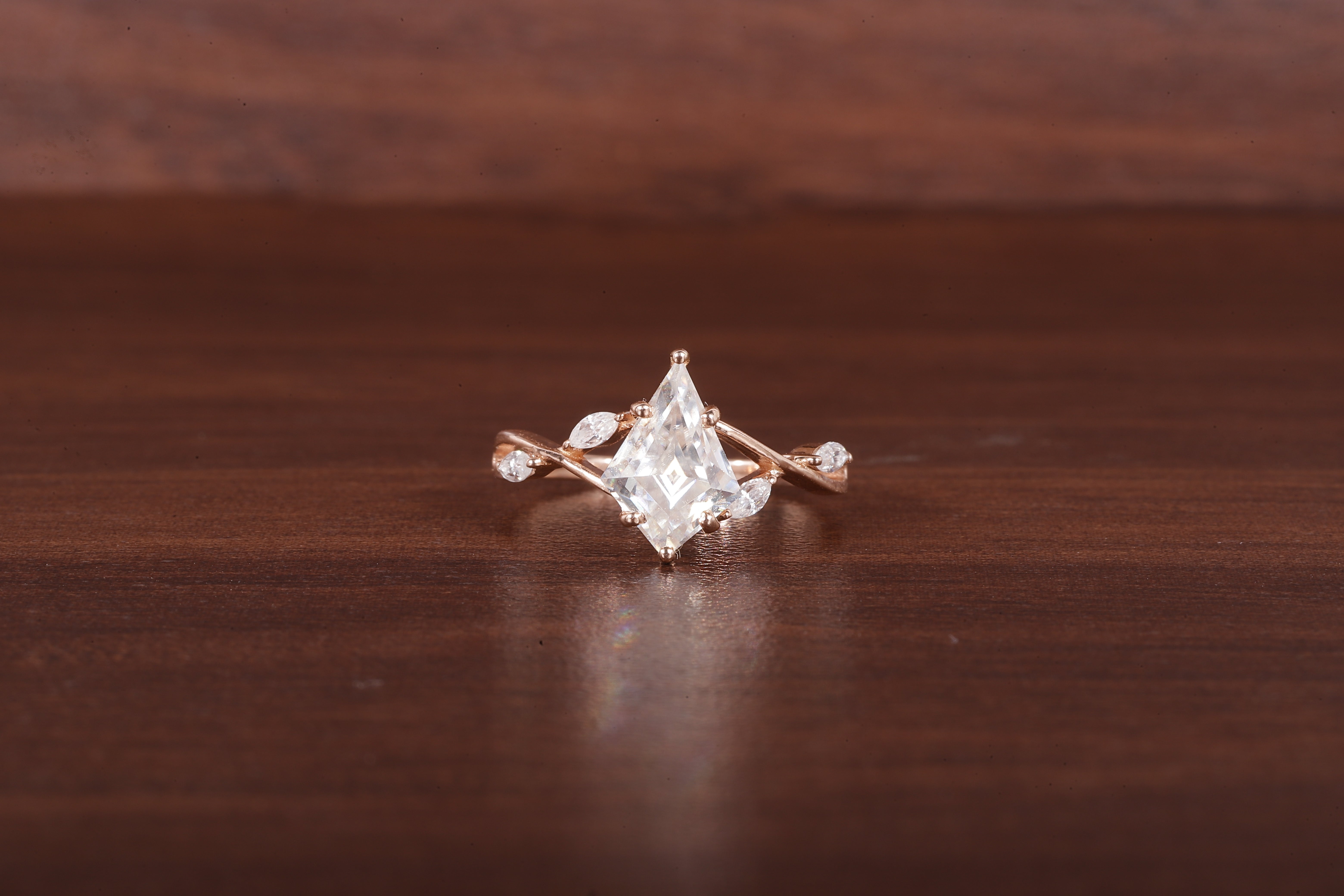 Kite Shaped Moissanite Engagement Ring