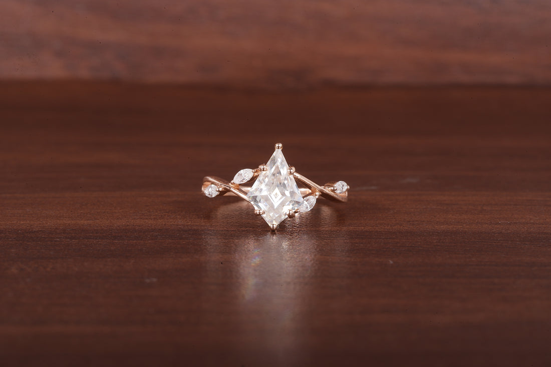 Kite Shaped Moissanite Engagement Ring