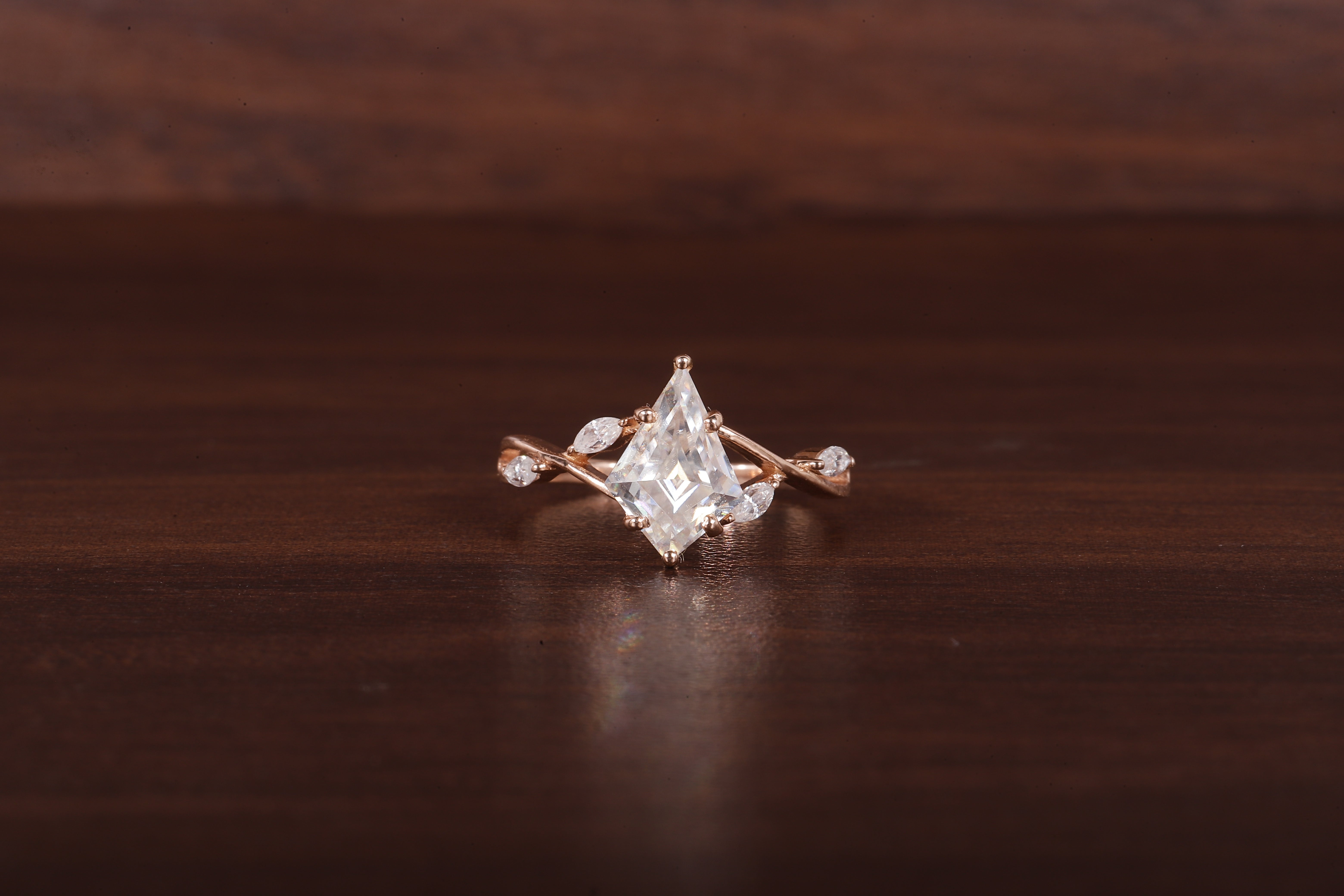 Kite Shaped Moissanite Engagement Ring