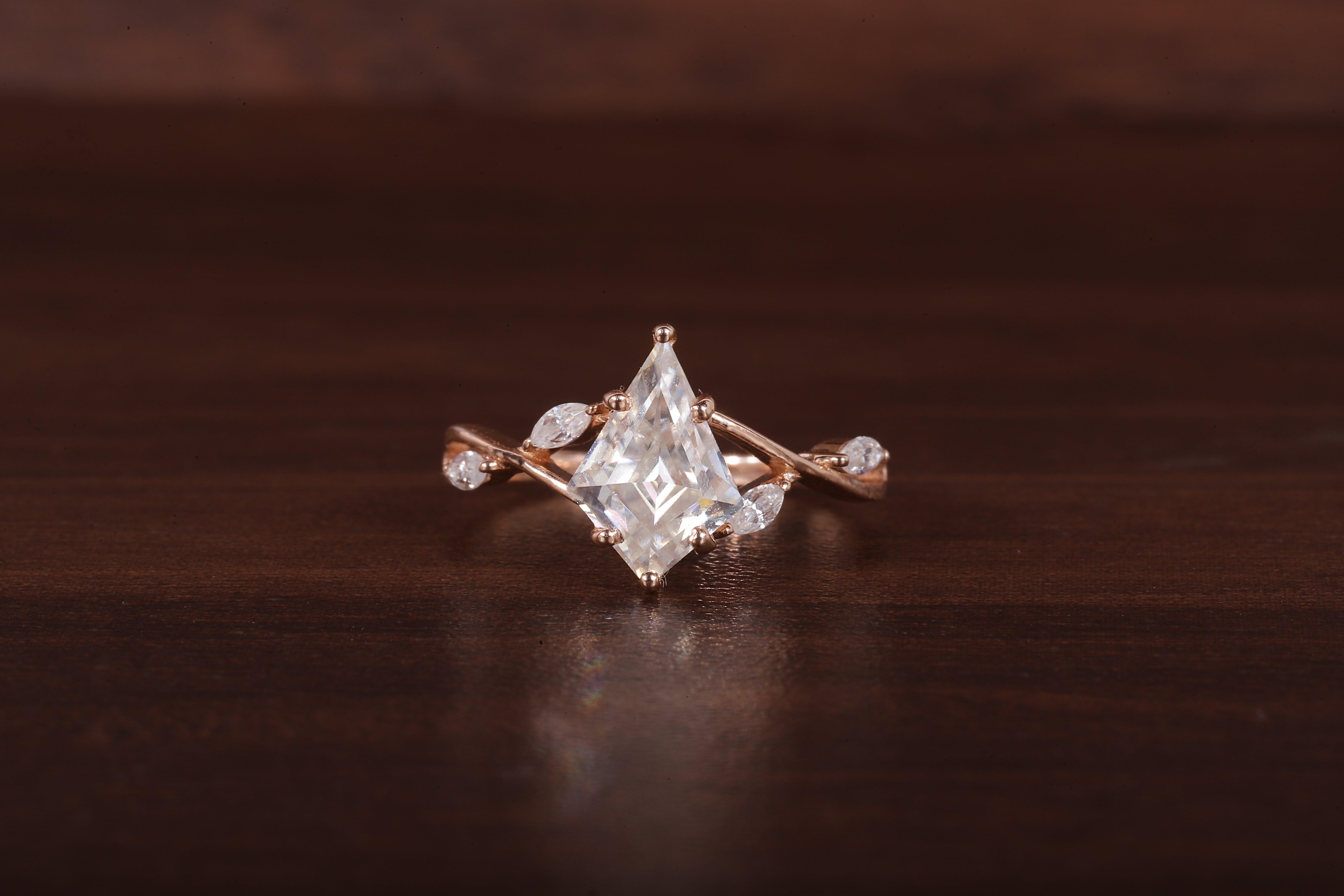 Kite Shaped Moissanite Engagement Ring