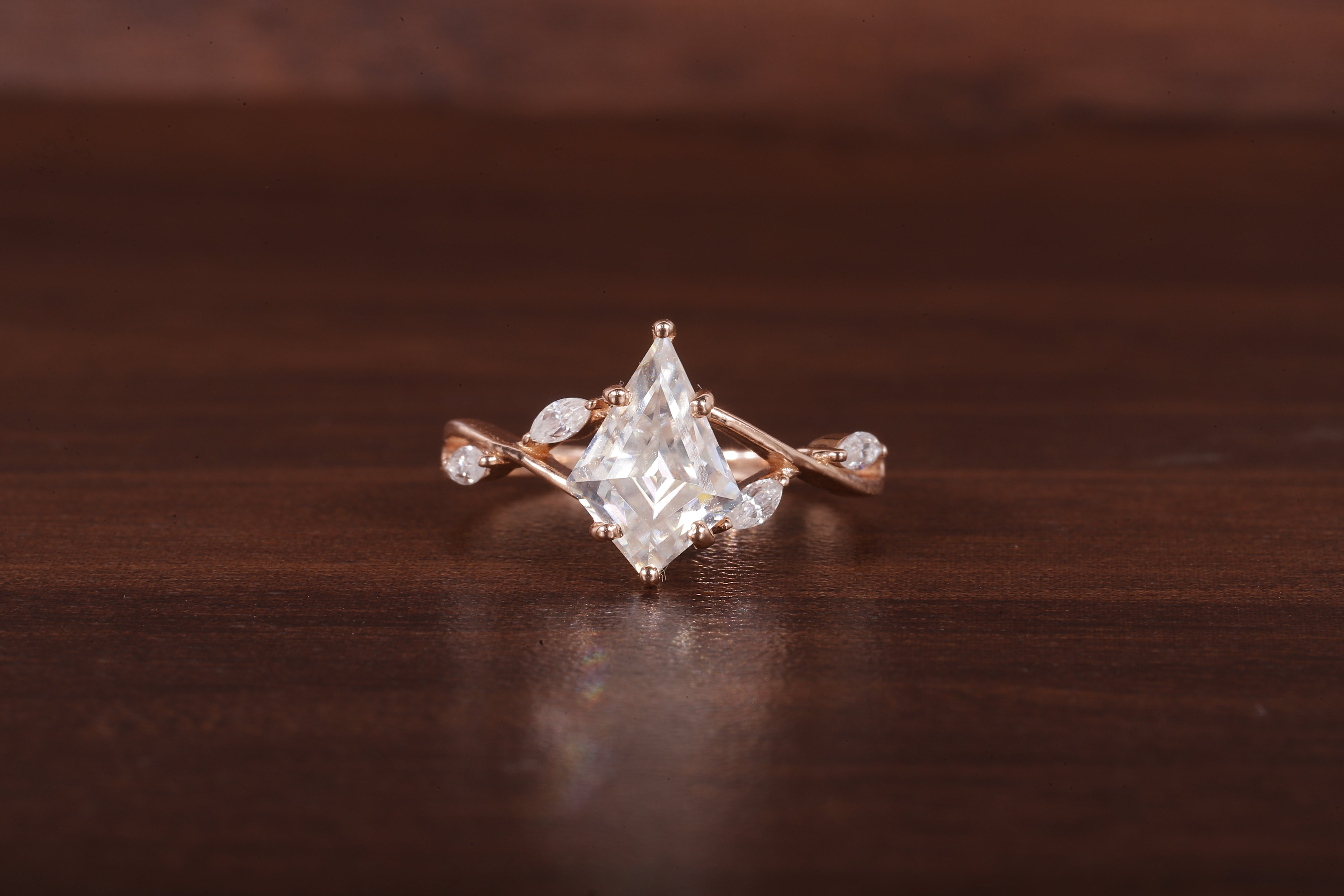Kite Shaped Moissanite Engagement Ring