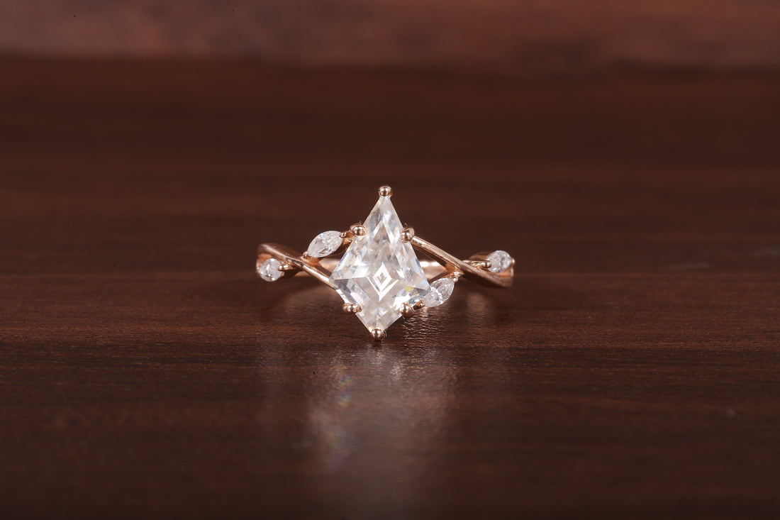 Kite Shaped Moissanite Engagement Ring